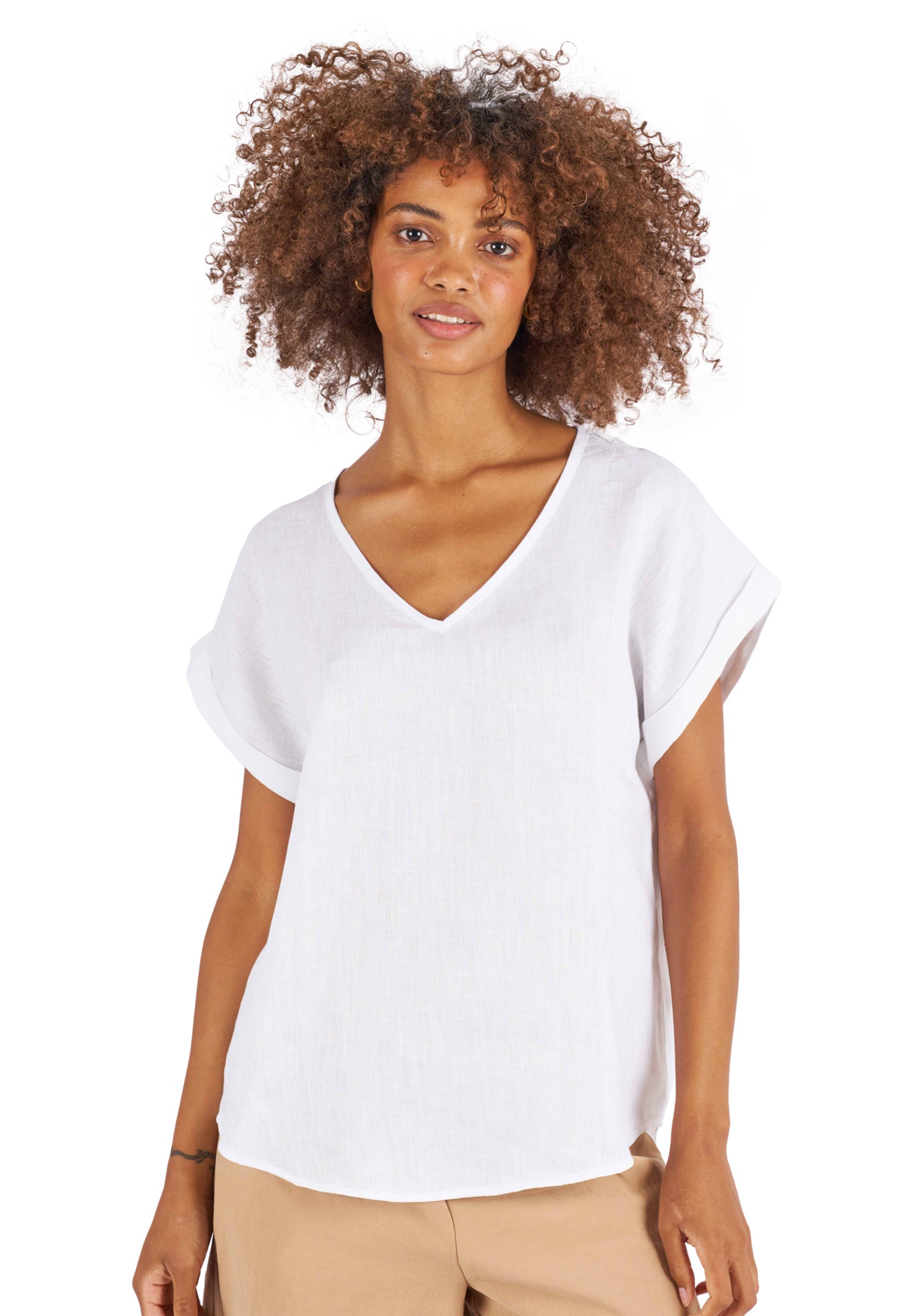 MARTINA-WHITE-V-neck-Linen-Top