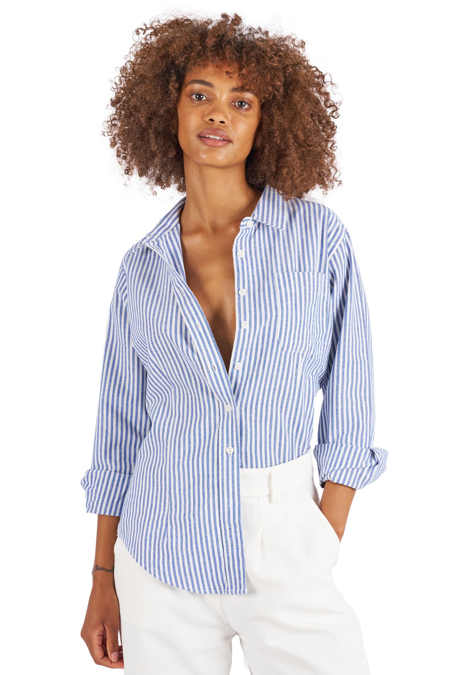 Lina Pink Melange Slim-Fit Linen Shirt