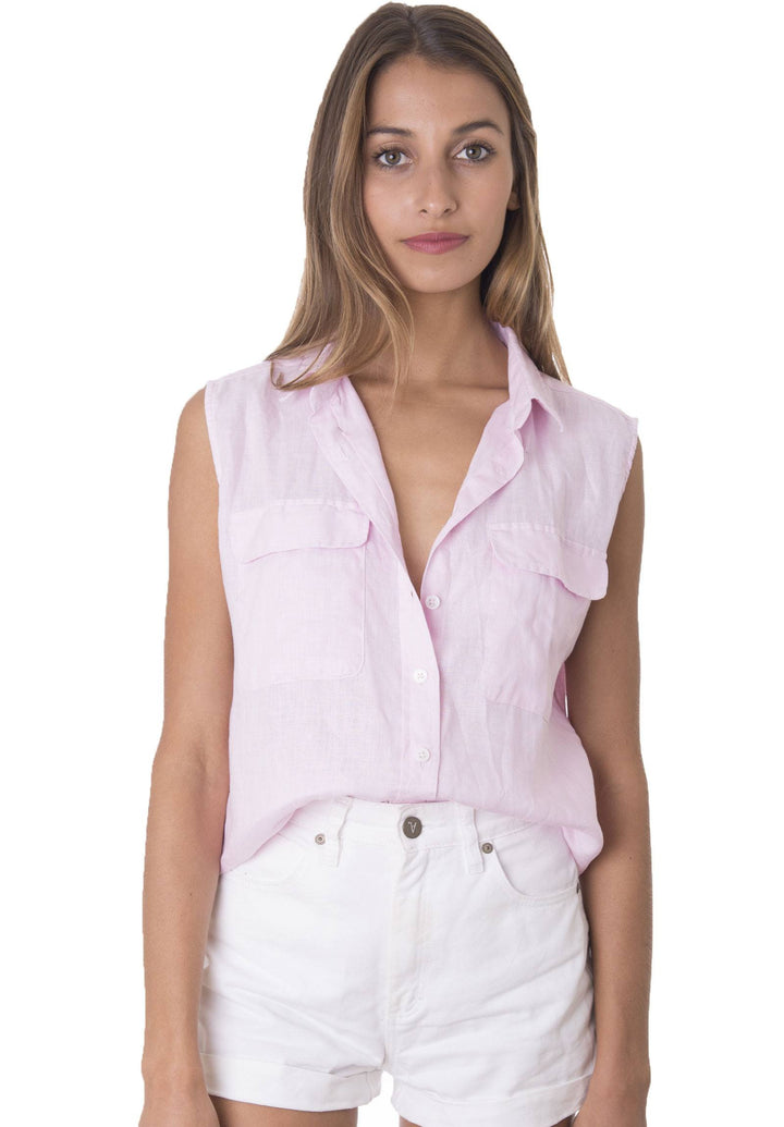 Aura-Linen Pink SS Linen Shirt