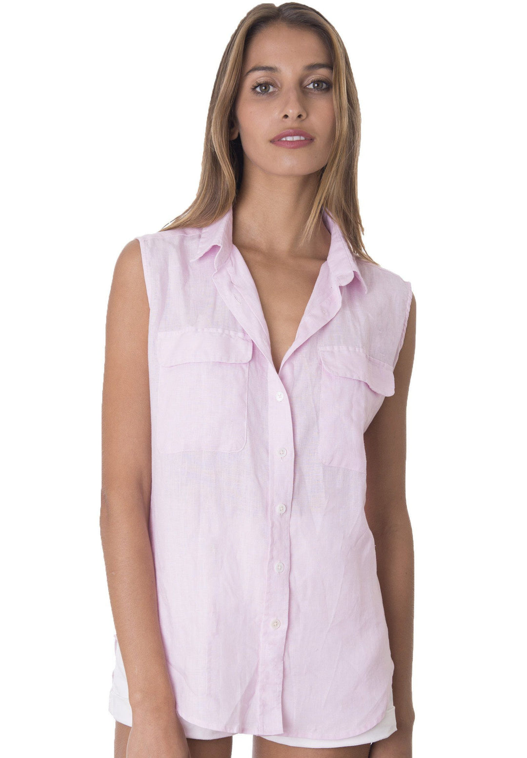 Aura-Linen Pink SS Linen Shirt