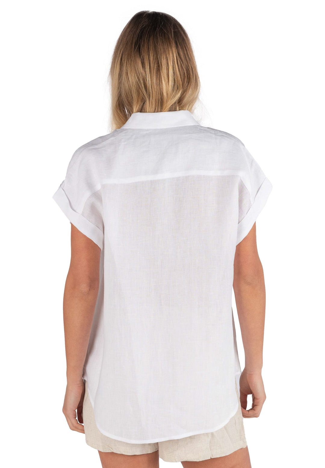 Capri White SS Linen Shirt