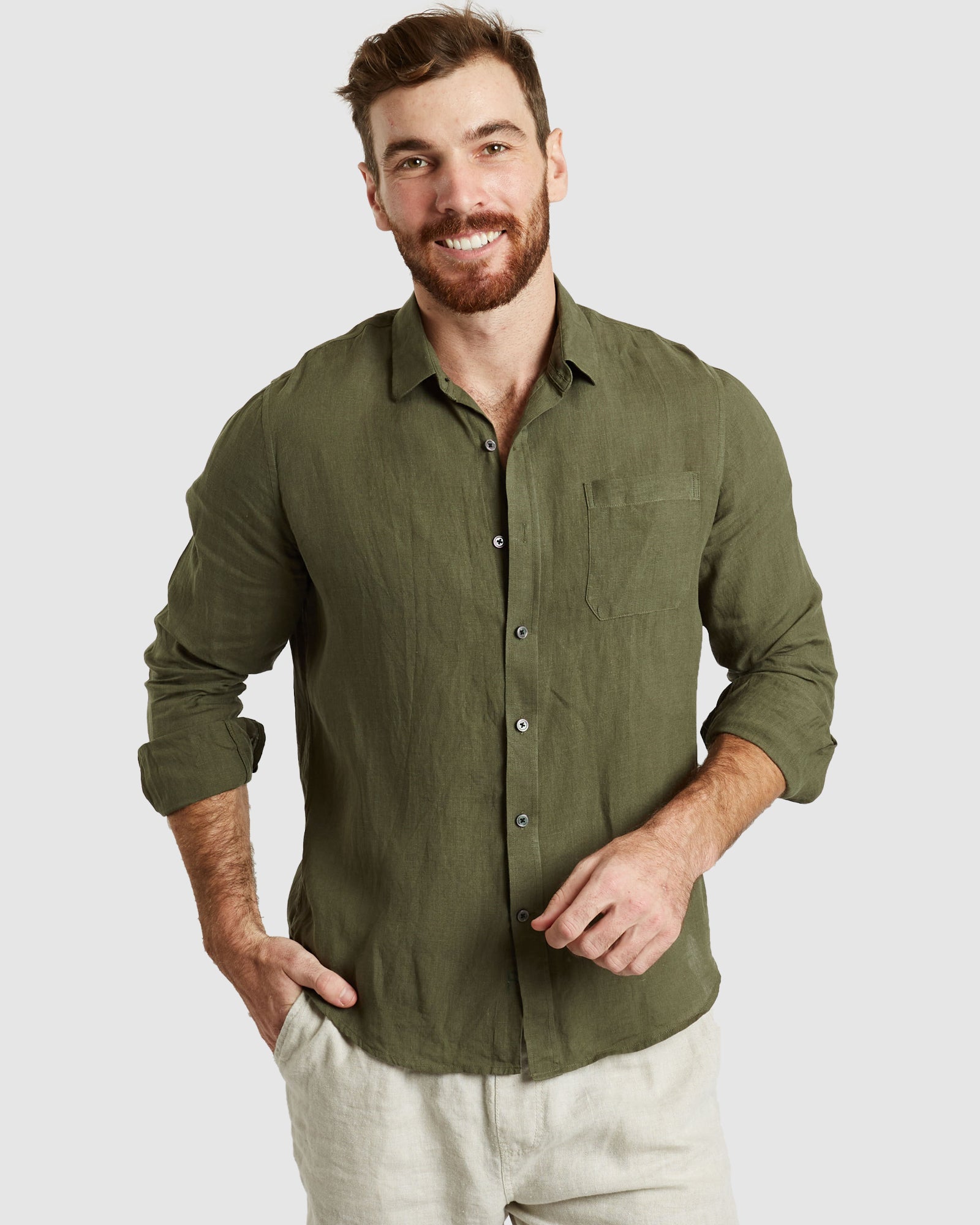 Tulum-Casual Green Linen Shirt Long Sleeve camixa.com Tulum-Casual Green Linen Shirt Long Sleeve camixa.com