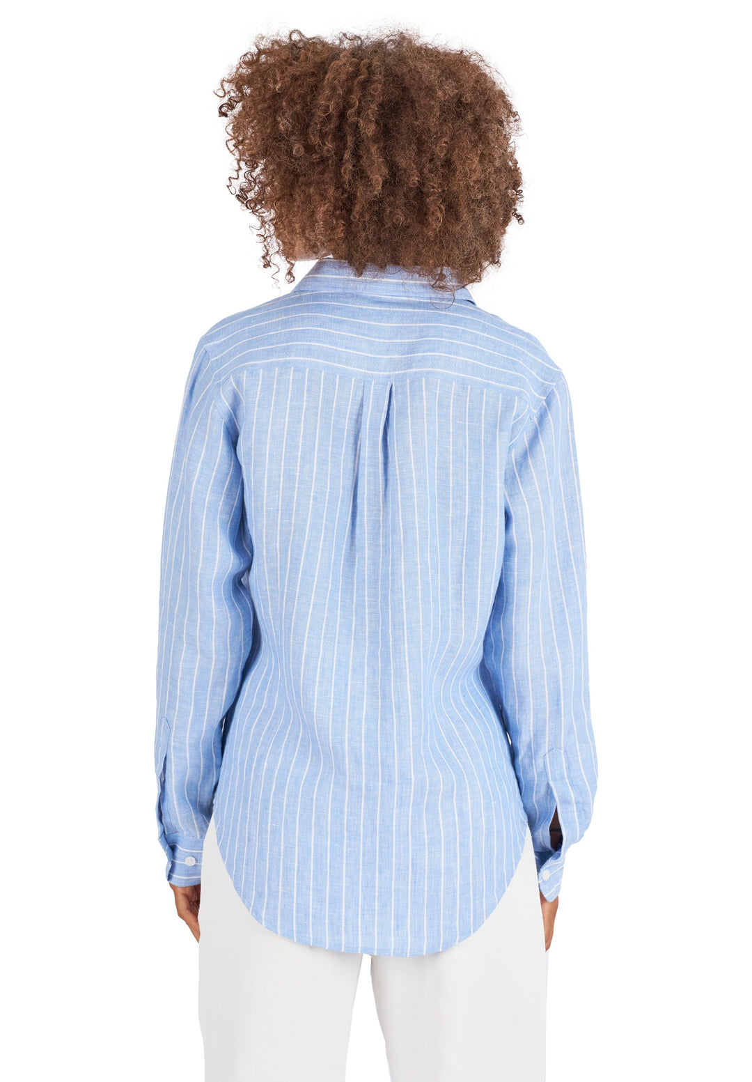 Iris Carolina Blue Stripes Relaxed Fit Linen Shirt