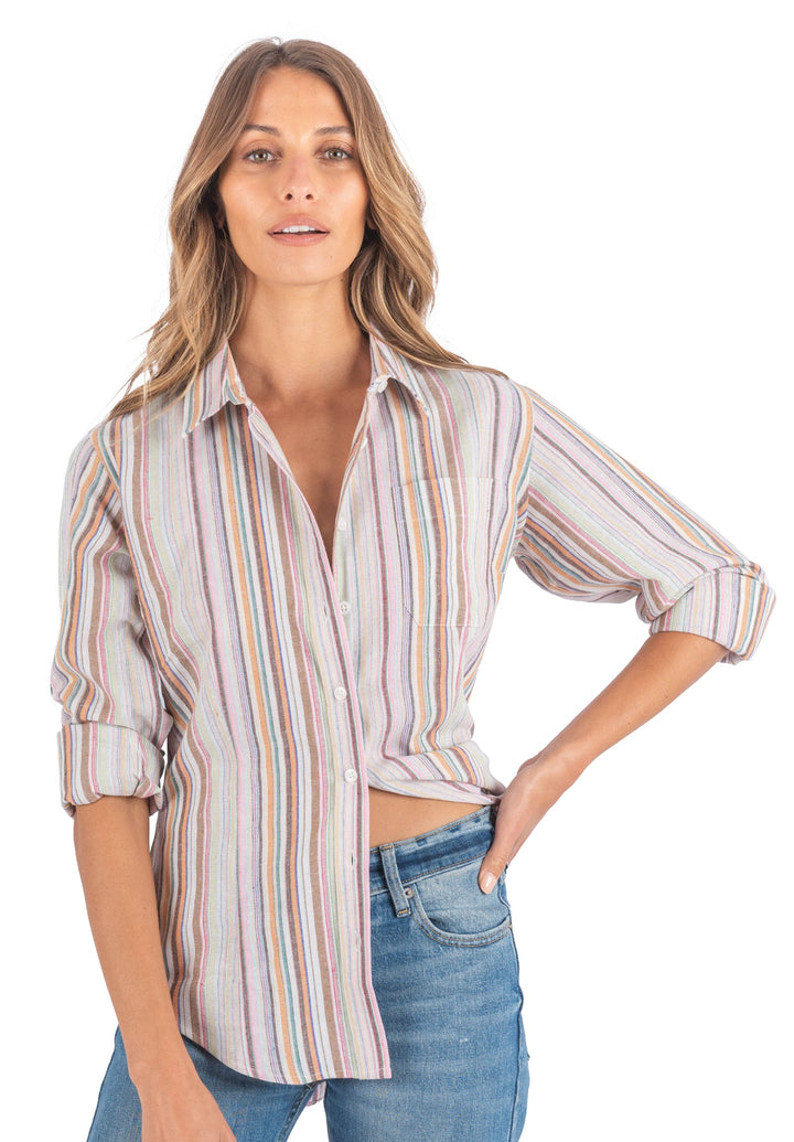 Iris Warm Stripes Relaxed Fit Linen Shirt