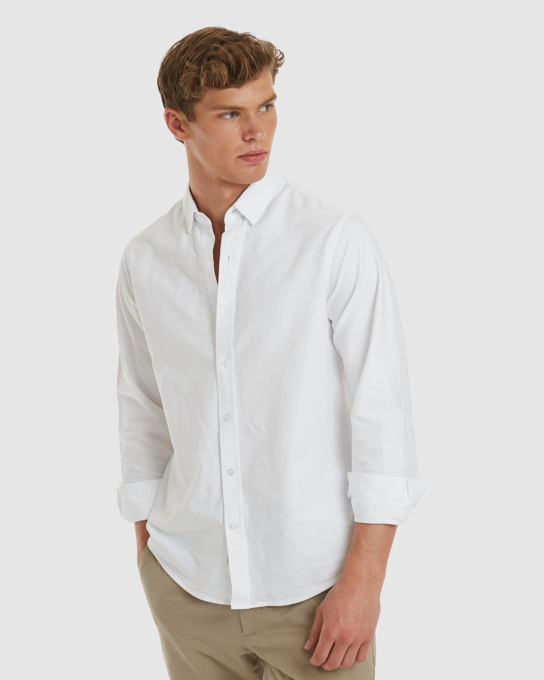 Oxford-Casual White Cotton Shirt
