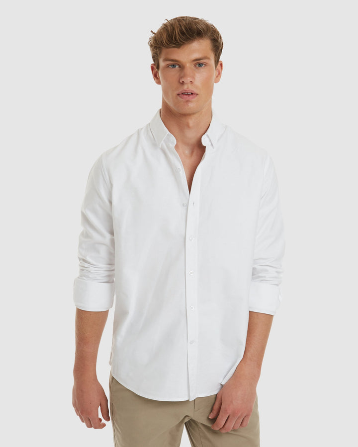 Oxford-Slim White Cotton Shirt