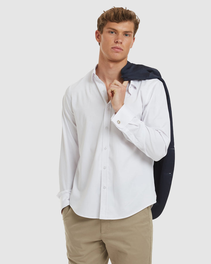 Paris-Casual Formal White Non Iron Cotton Shirt with French Cuffs