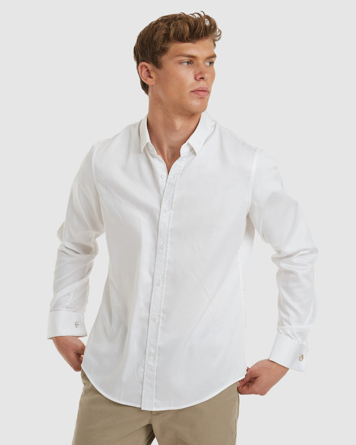 Paris-Slim Formal White Non Iron Cotton Shirt with French Cuffs