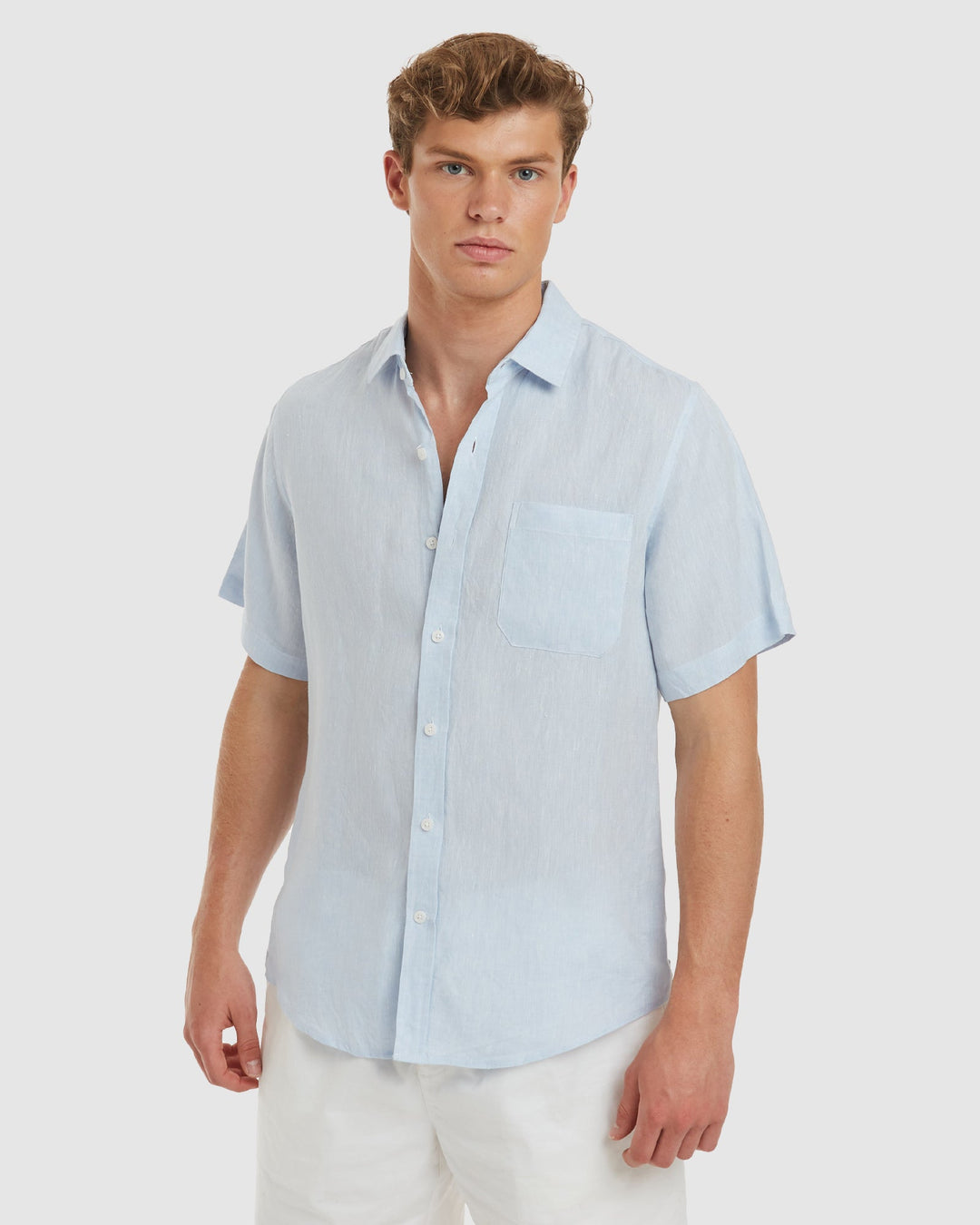 Ravello No Tuck Sky SS Linen Shirt - Slim Fit