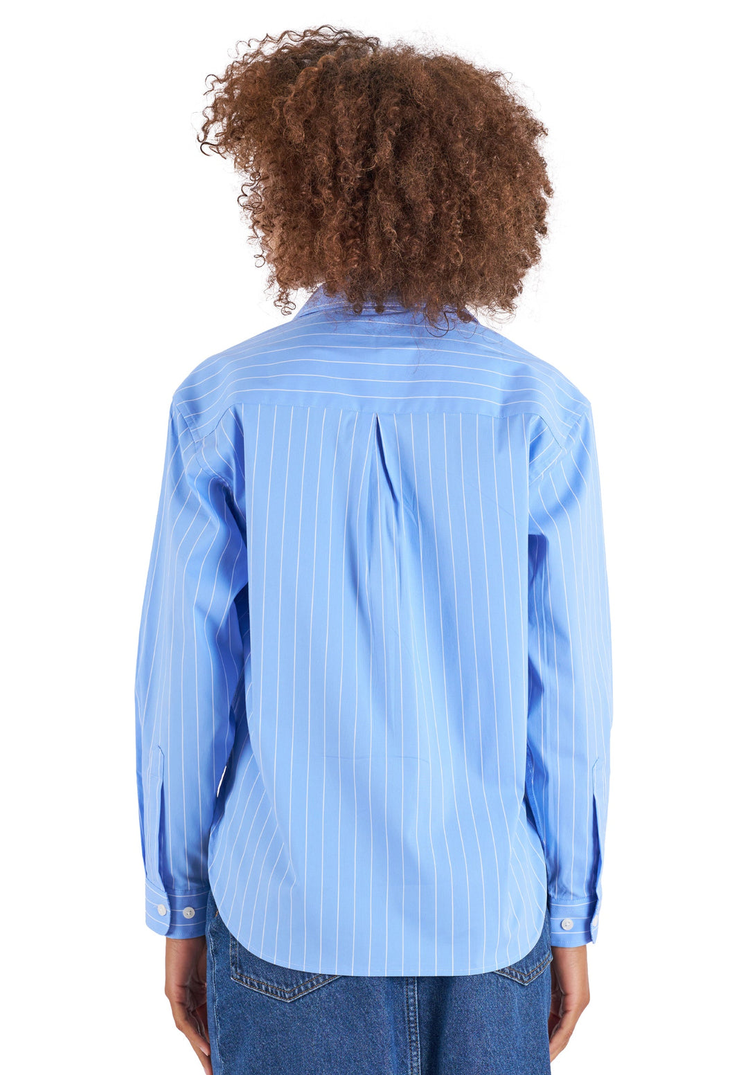 Rita Sky Blue Stripes Boxy Fit Cotton Shirt