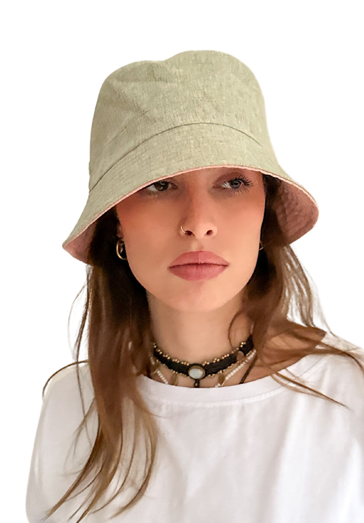 Backie_Linen_Bucket_Hat_Peach_  display picture 1