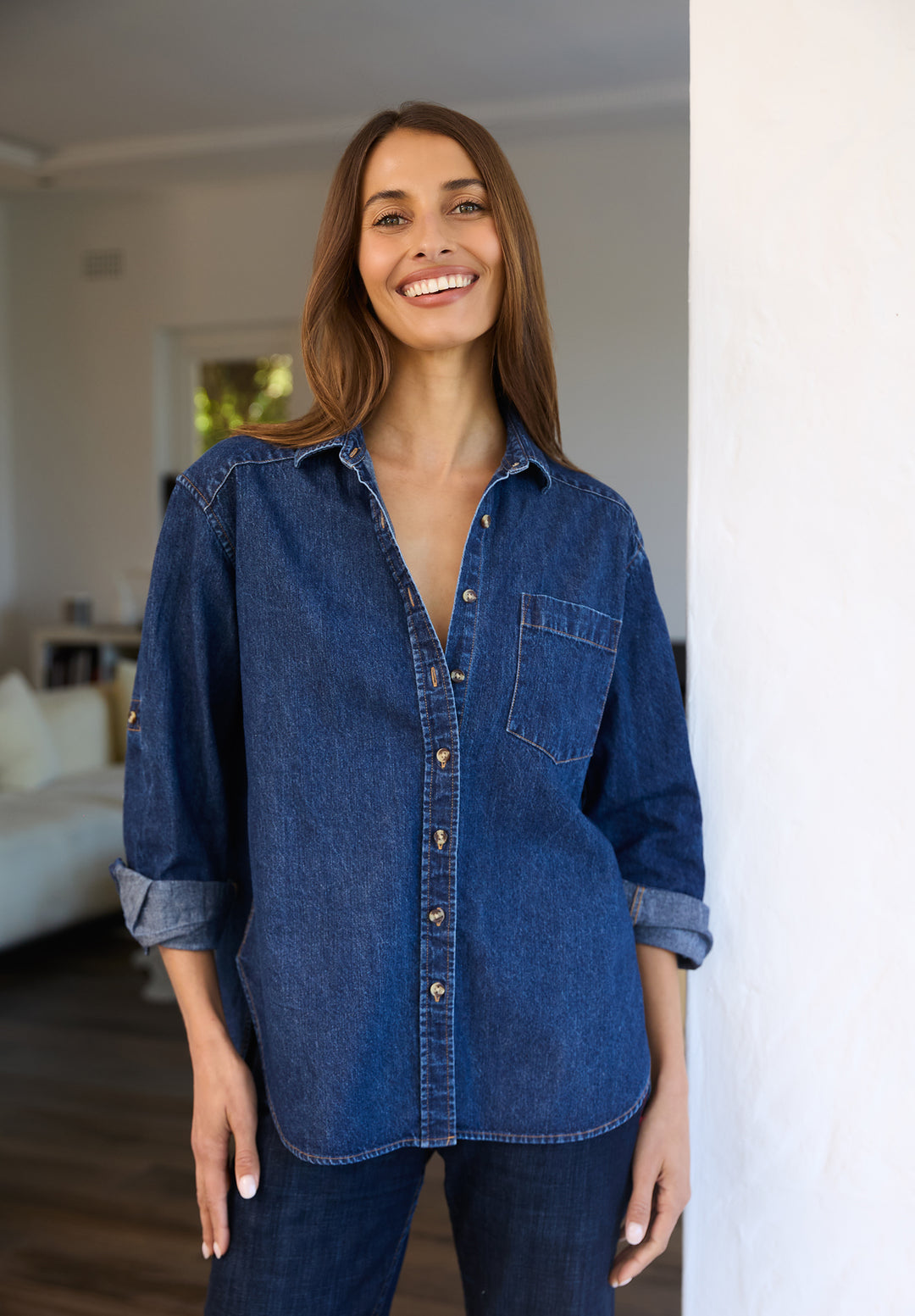 Denime Dark Blue Linen Shirt camixa.com Denime Dark Blue Linen Shirt camixa.com