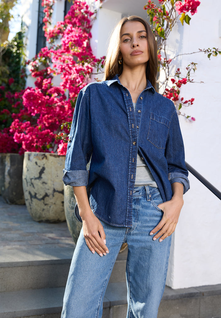 Denime Dark Blue Linen Shirt camixa.com Denime Dark Blue Linen Shirt camixa.com