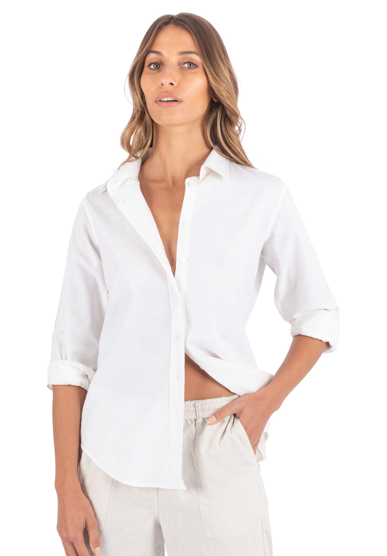 Essy White Linen Cotton Shirt – camixa.com