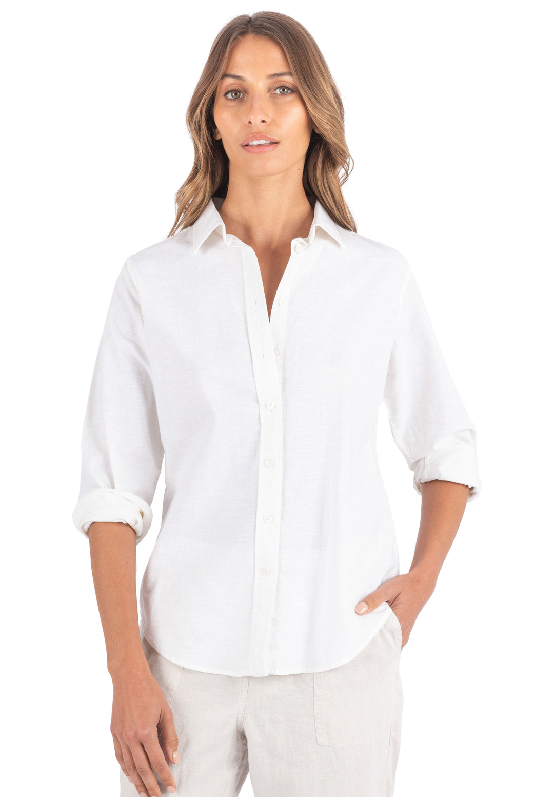 slim linen-cotton dress shirt HUGO Slim-fit shirt in cotton and linen, Men, Size: 15.5, White
