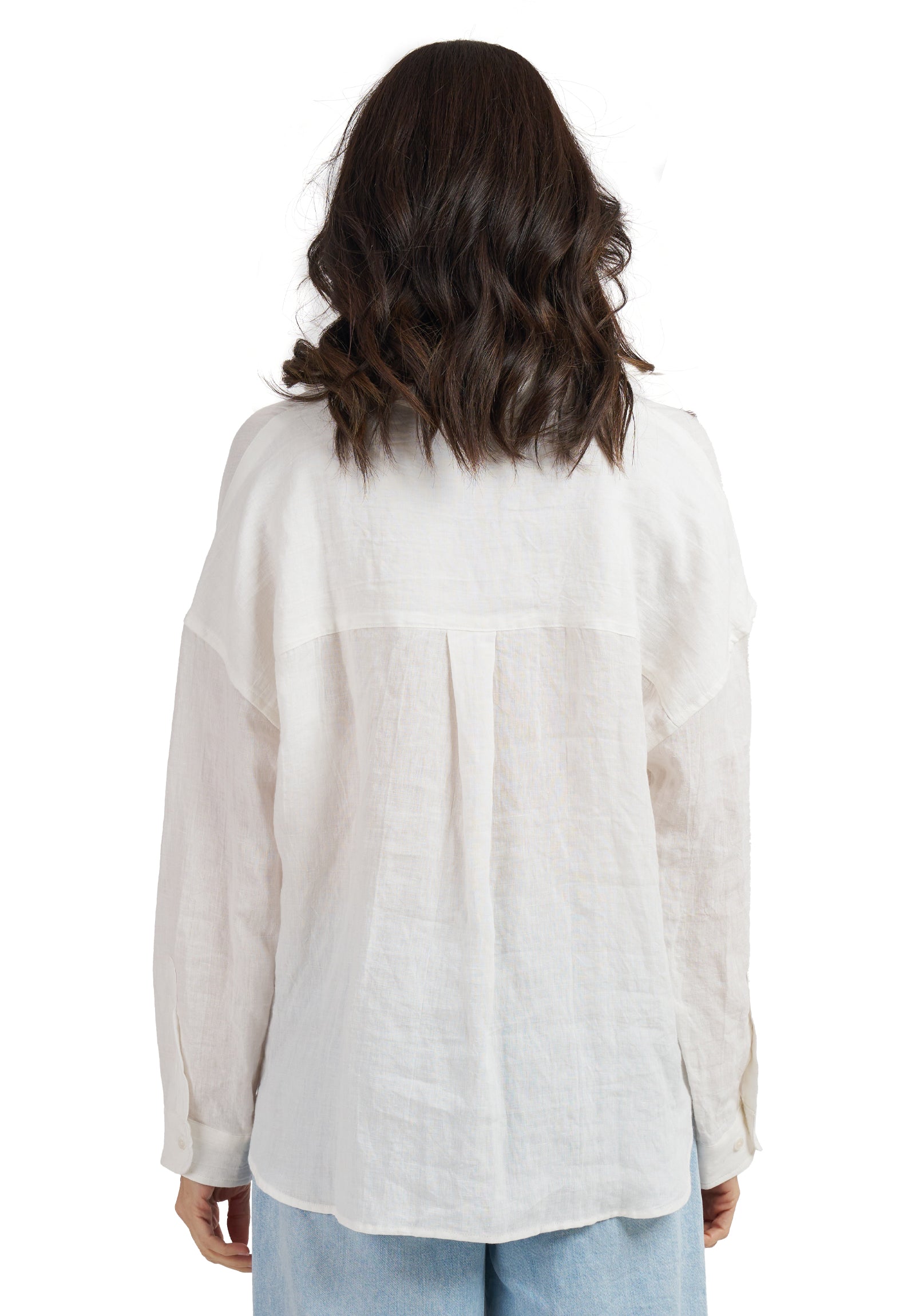 Exalina White Tie-Dye Crinkle Linen Shirt – camixa.com