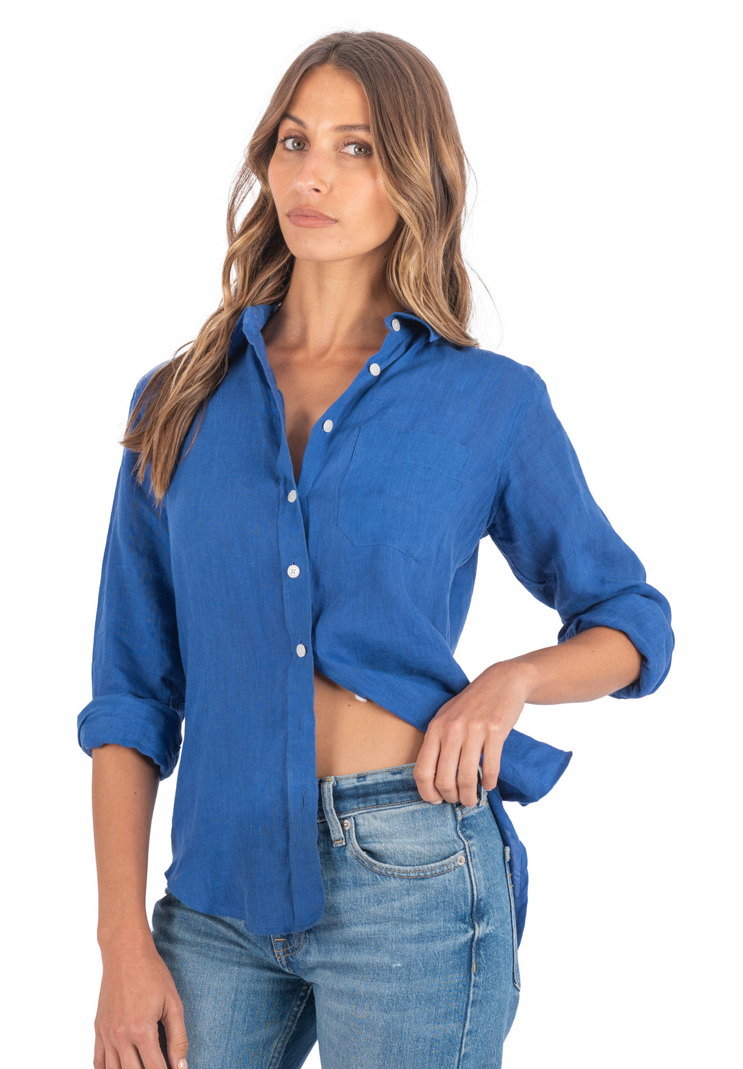 Iris Royal Blue Classic Fit Linen Shirt camixa.com Iris Royal Blue Classic Fit Linen Shirt camixa.com
