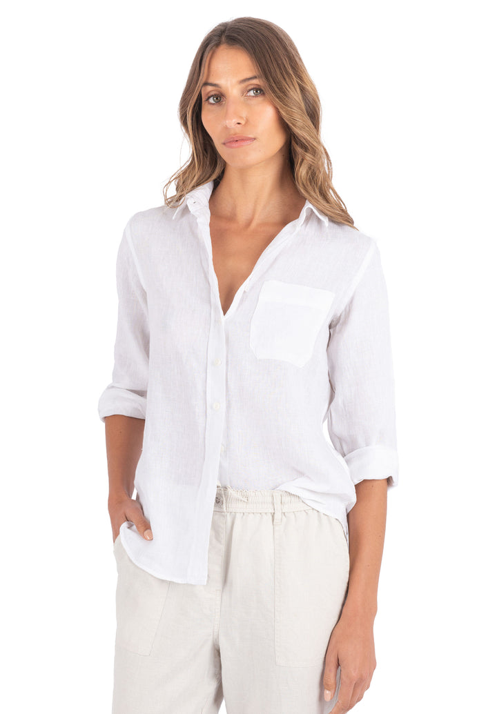 Iris White, Relaxed Linen Shirt