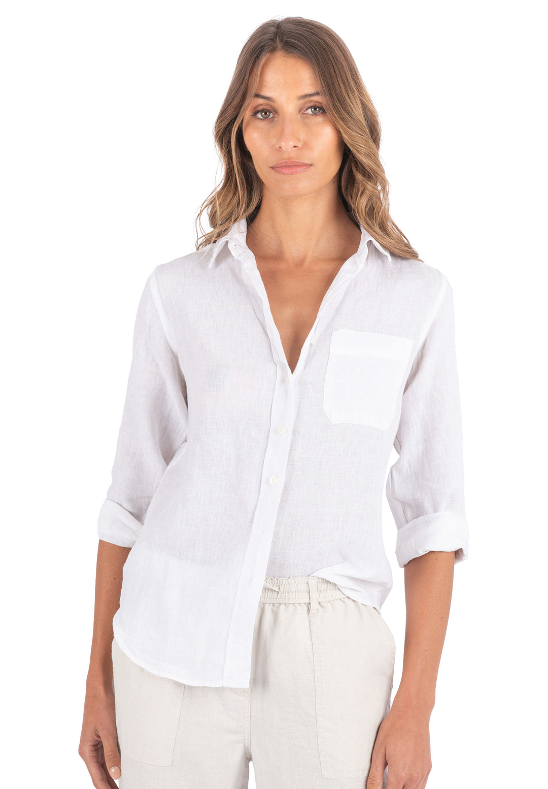 Iris White, Relaxed Linen Shirt