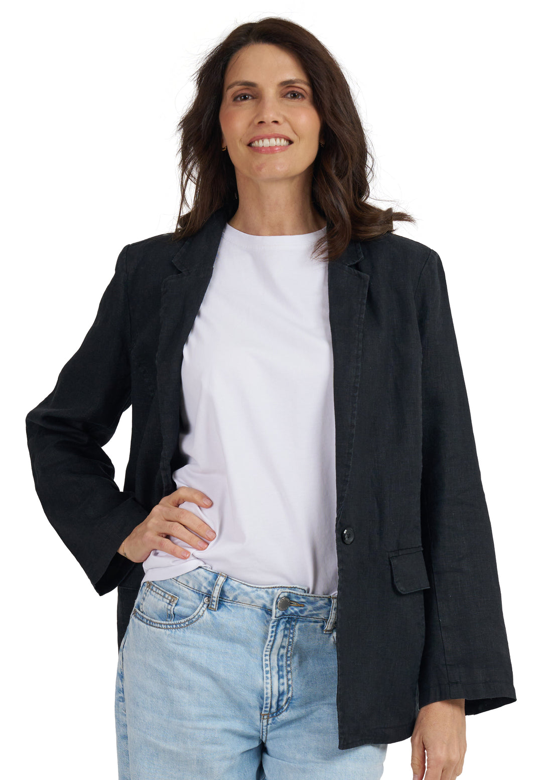 Jackie Black Oversized Linen Blazer - Main Image
