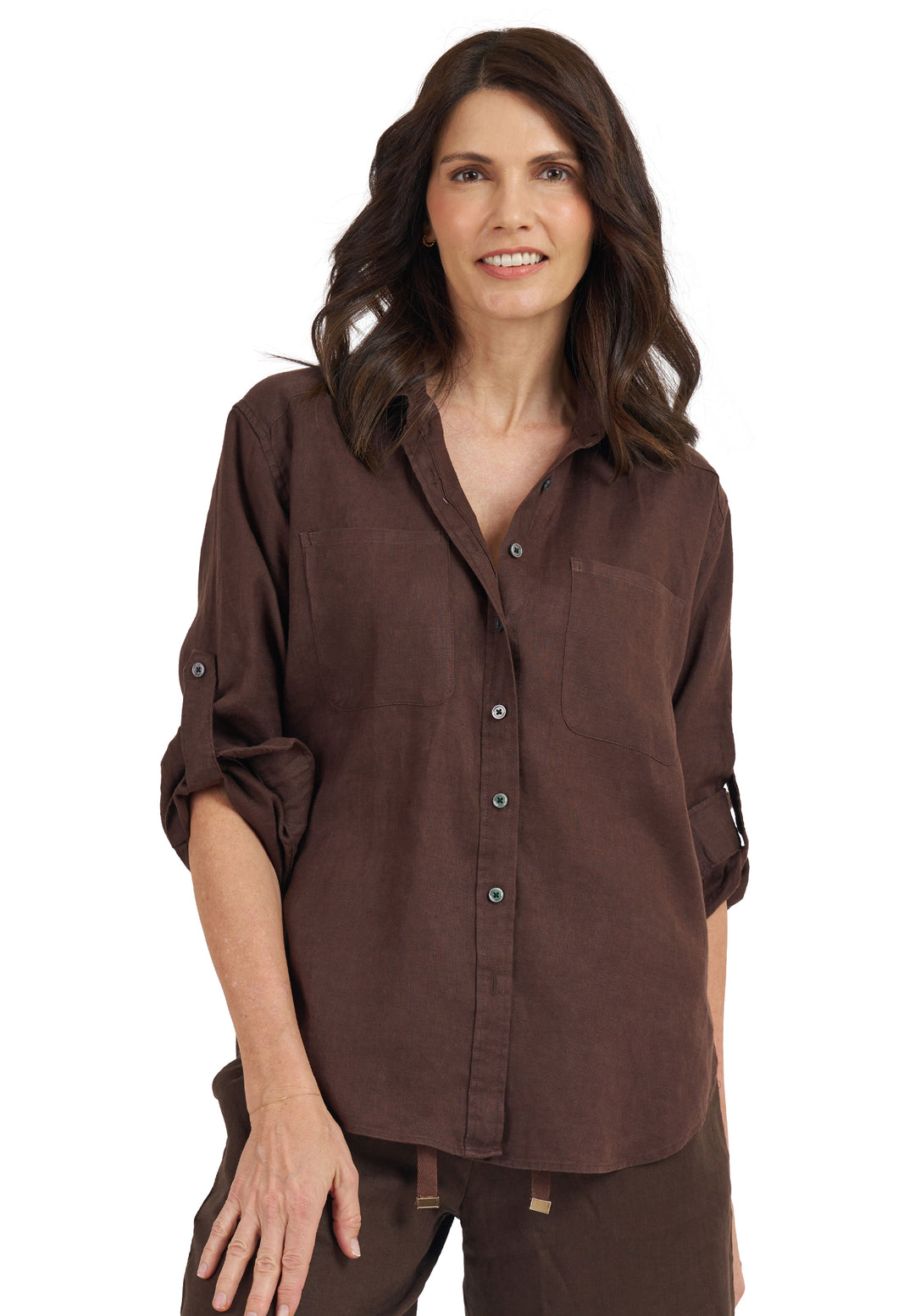 Luna Coffee Oversized Linen Shirt with Pockets camixa.com Luna Coffee Oversized Linen Shirt with Pockets camixa.com