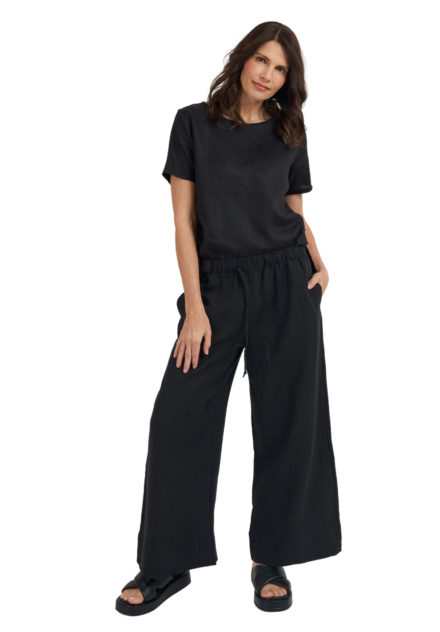 Palazzo Black Linen Pants – camixa.com