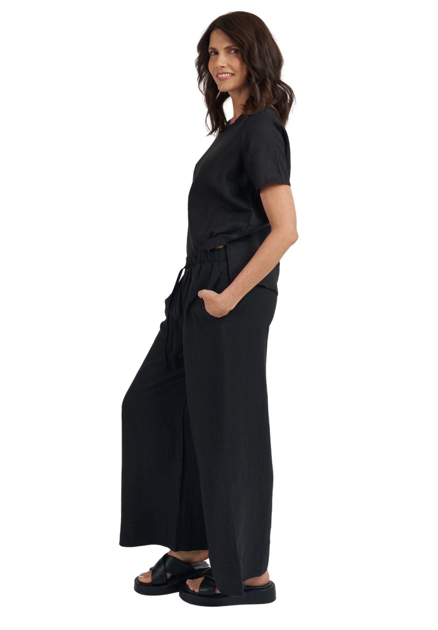 Palazzo Black Linen Pants – camixa.com