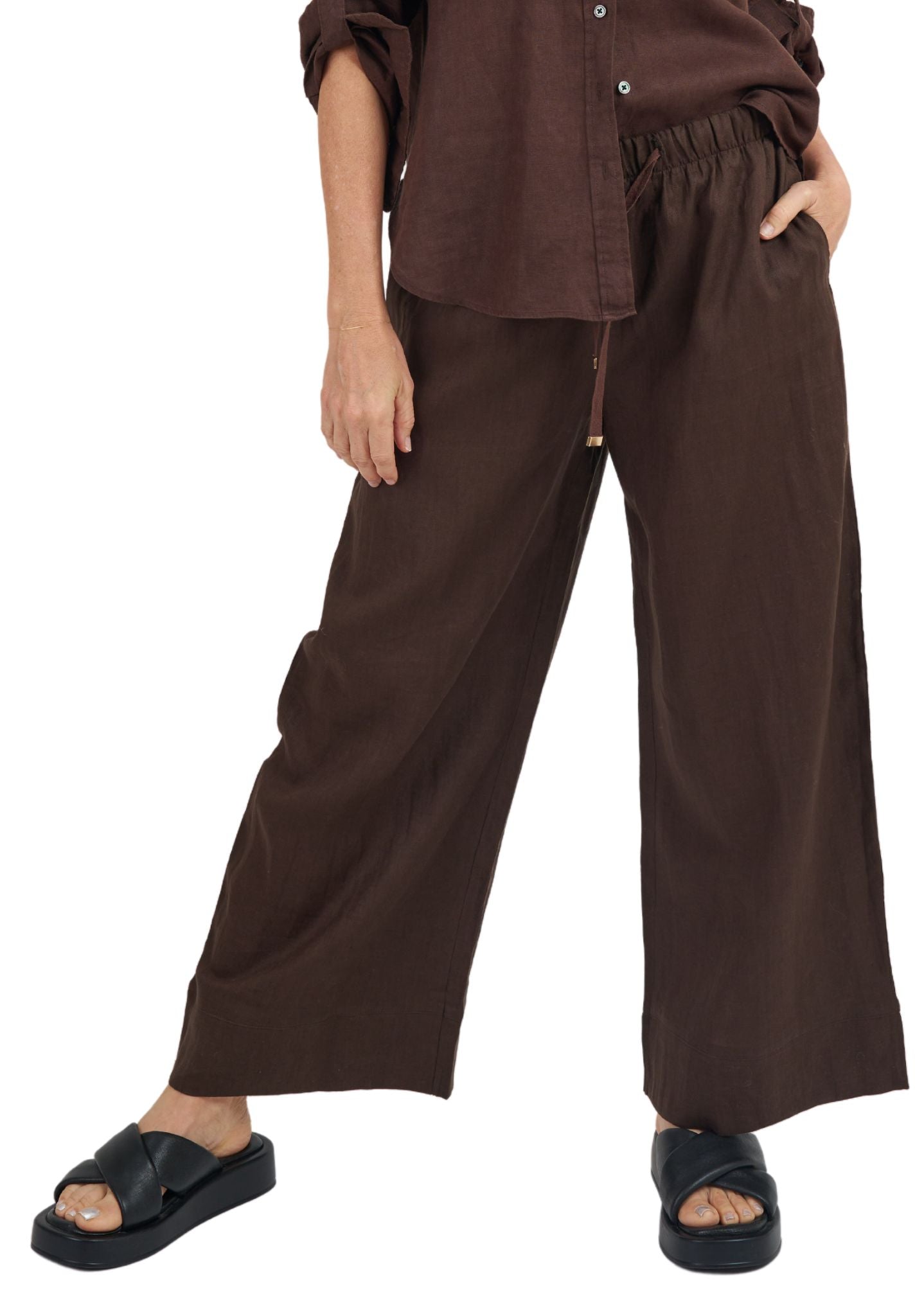 Palazzo Coffee Linen Pants – camixa.com