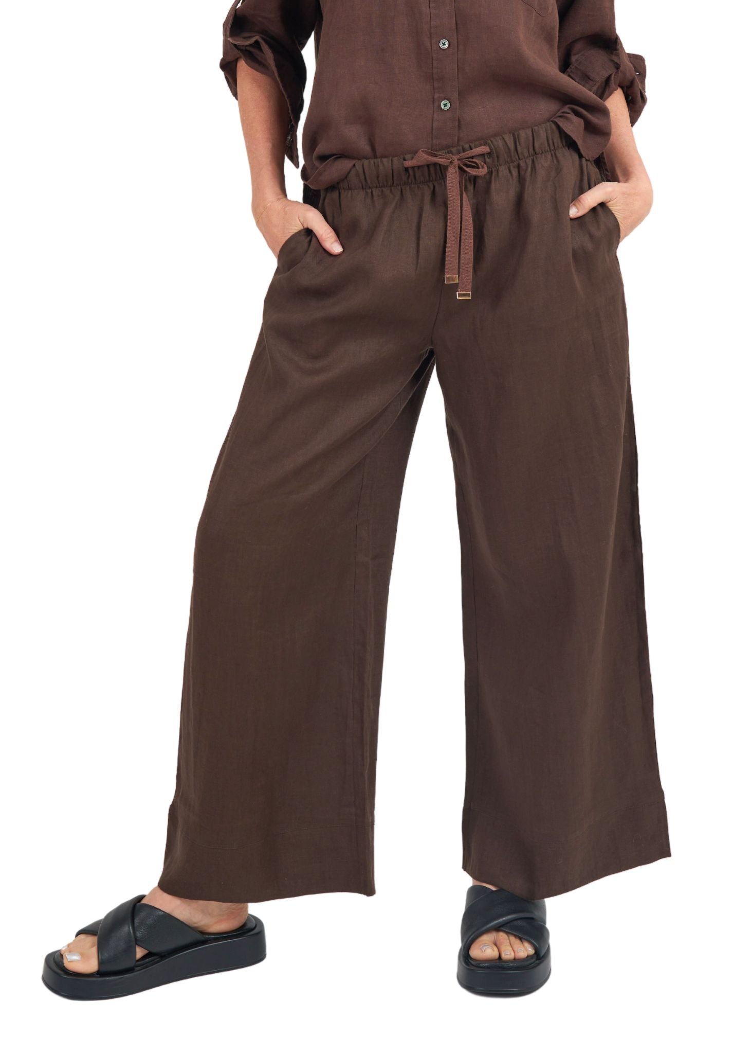 Palazzo Coffee Linen Pants – camixa.com