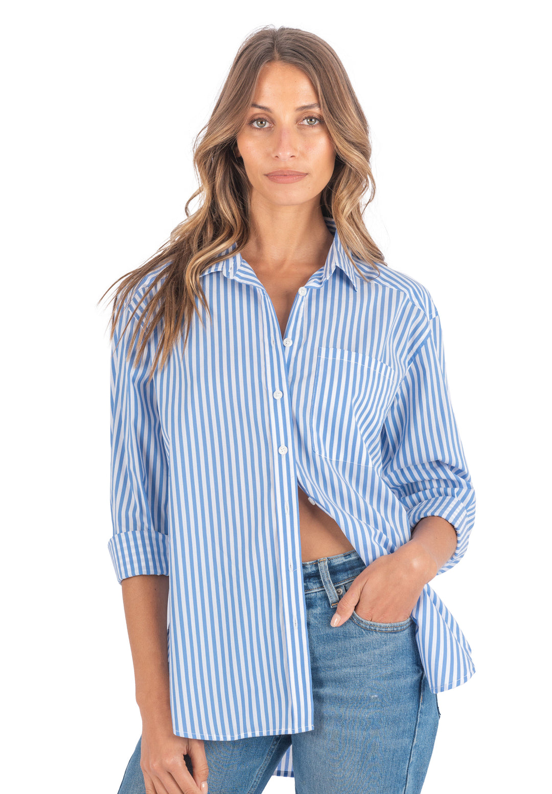 Poppy-Cotton Royal Blue Stripes Oversized Cotton Shirt camixa.com Poppy-Cotton Royal Blue Stripes Oversized Cotton Shirt camixa.com