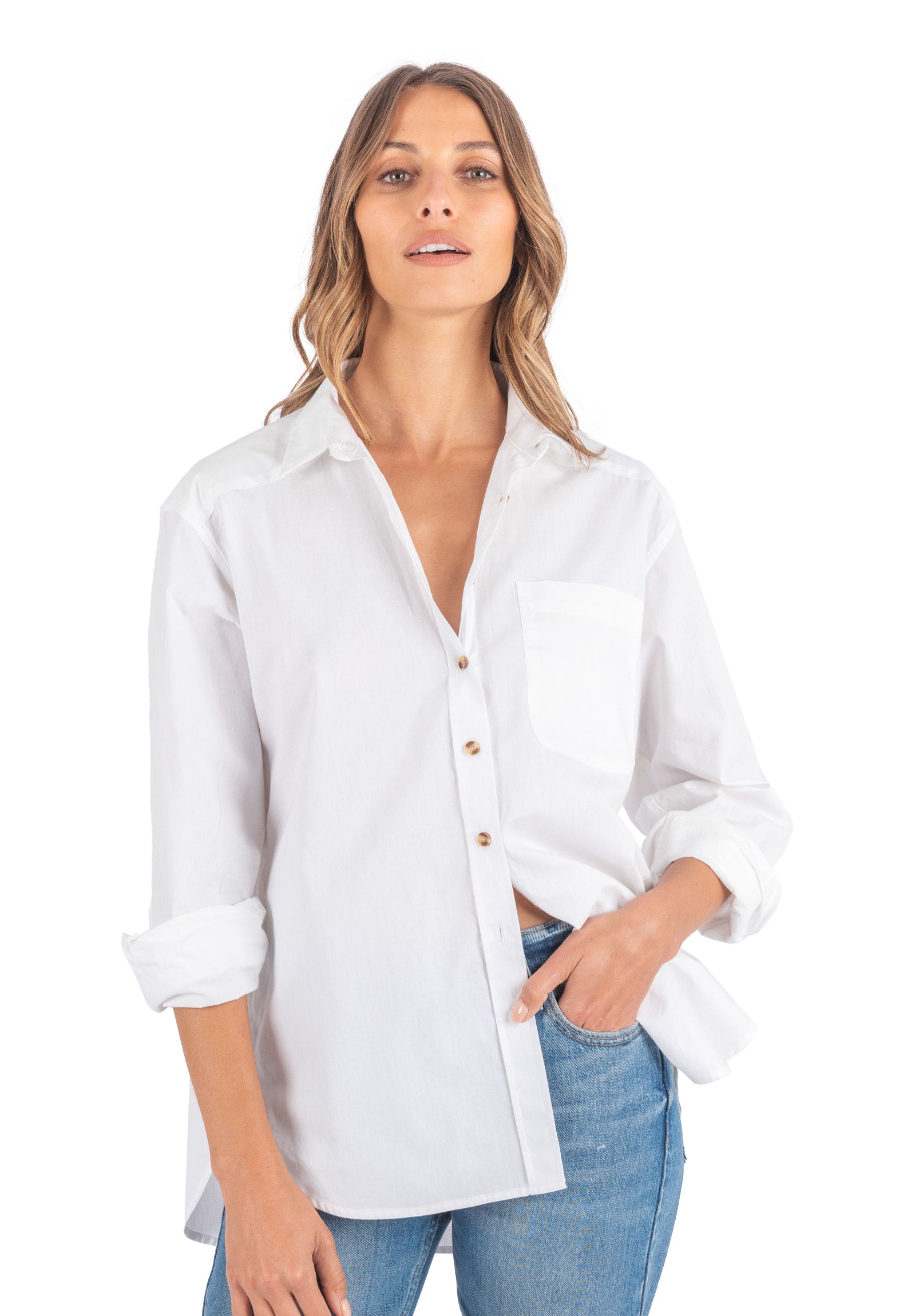 ladies oversized white cotton shirt