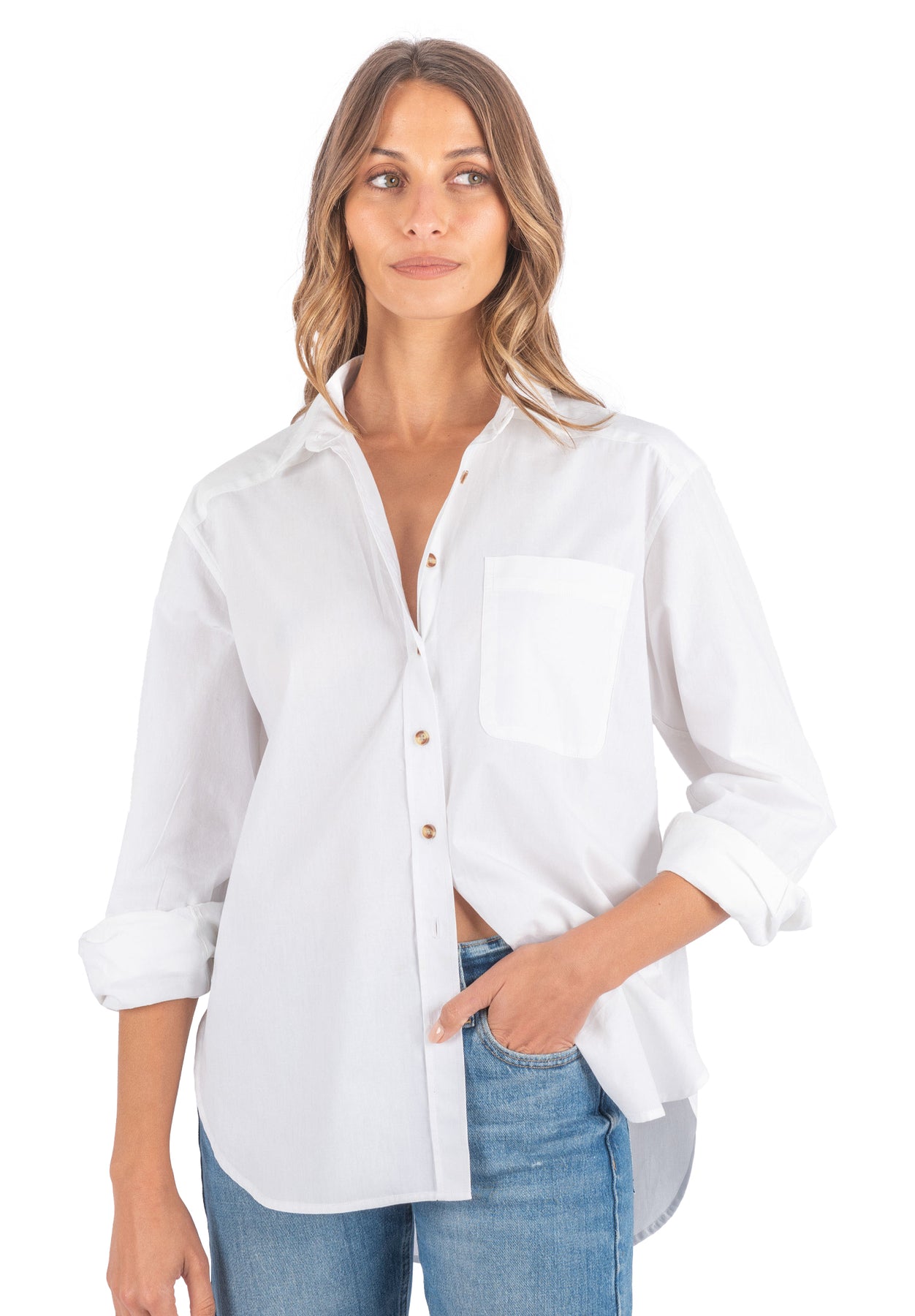 Poppy White Cotton Oversized Shirt – CAMIXA USA