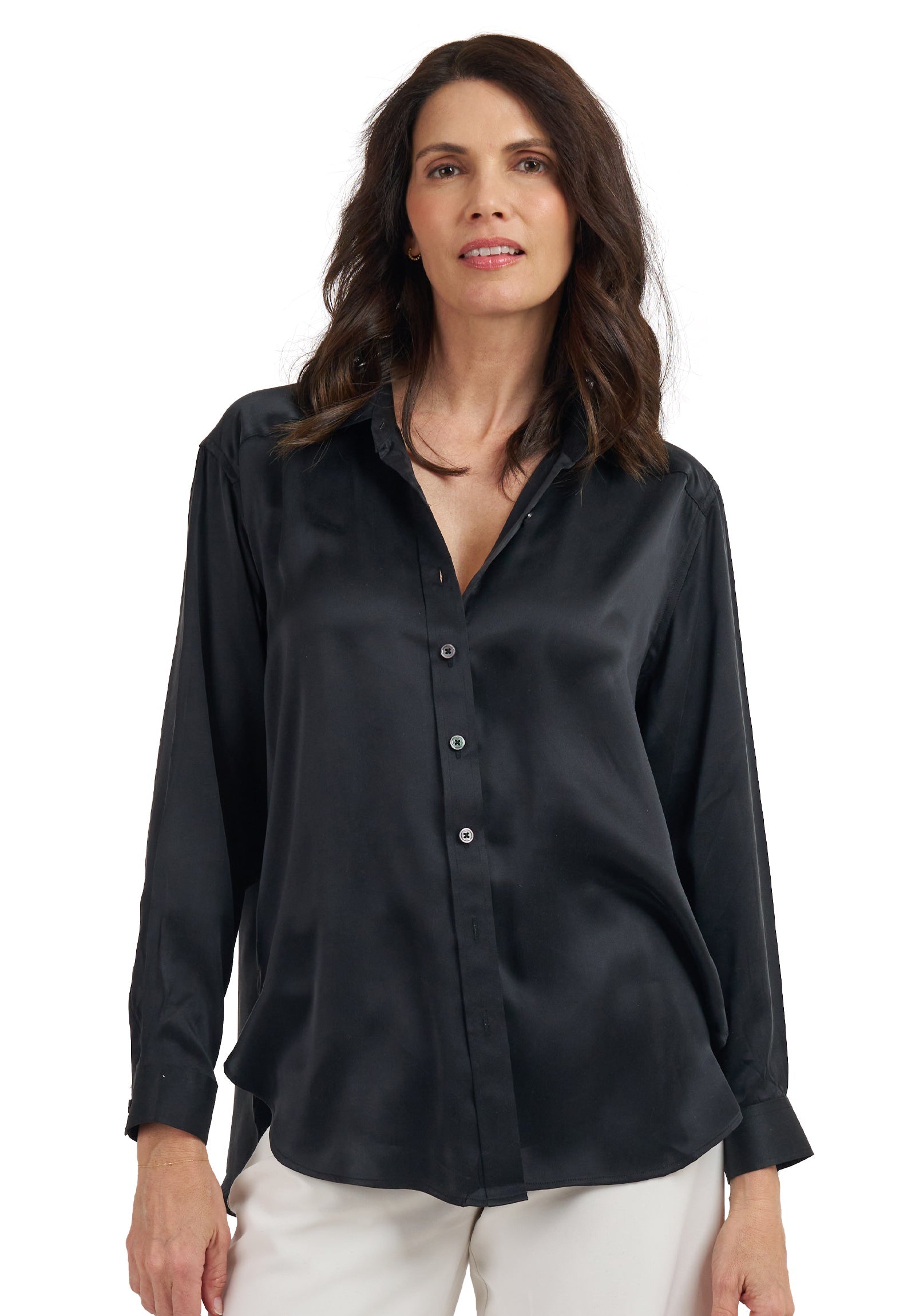 Soie Black Oversized 100% Silk Shirt – camixa.com