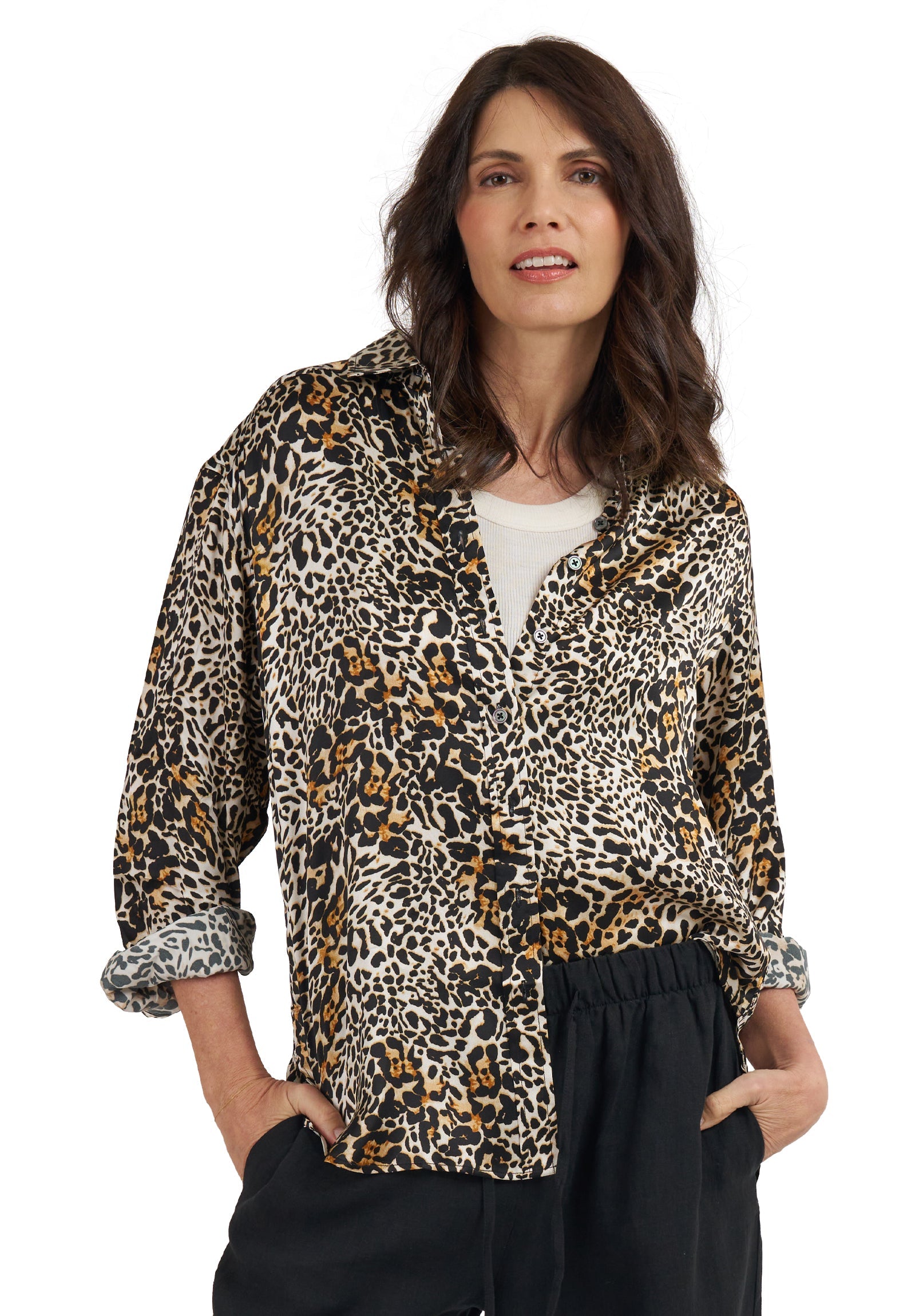 Soie Leopard Oversized 100% Silk Shirt – camixa.com