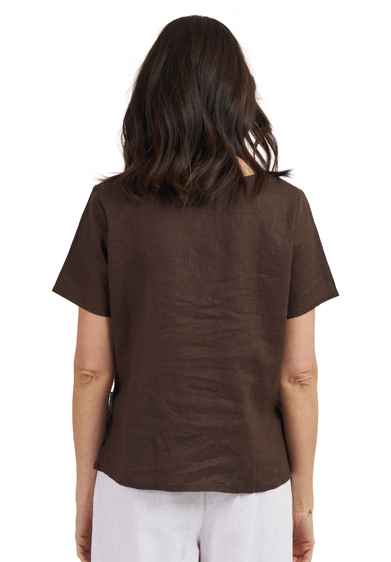 Teena-Linen Coffee T-Shirt – camixa.com