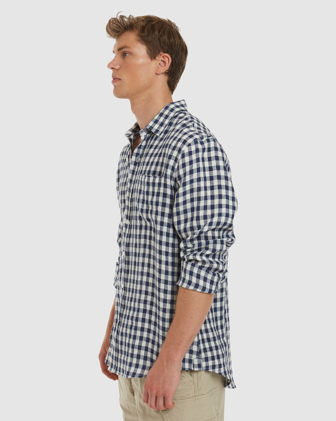 Antibes Blue Gingham Linen Shirt - Casual Fit camixa.com Antibes Blue Gingham Linen Shirt - Casual Fit camixa.com