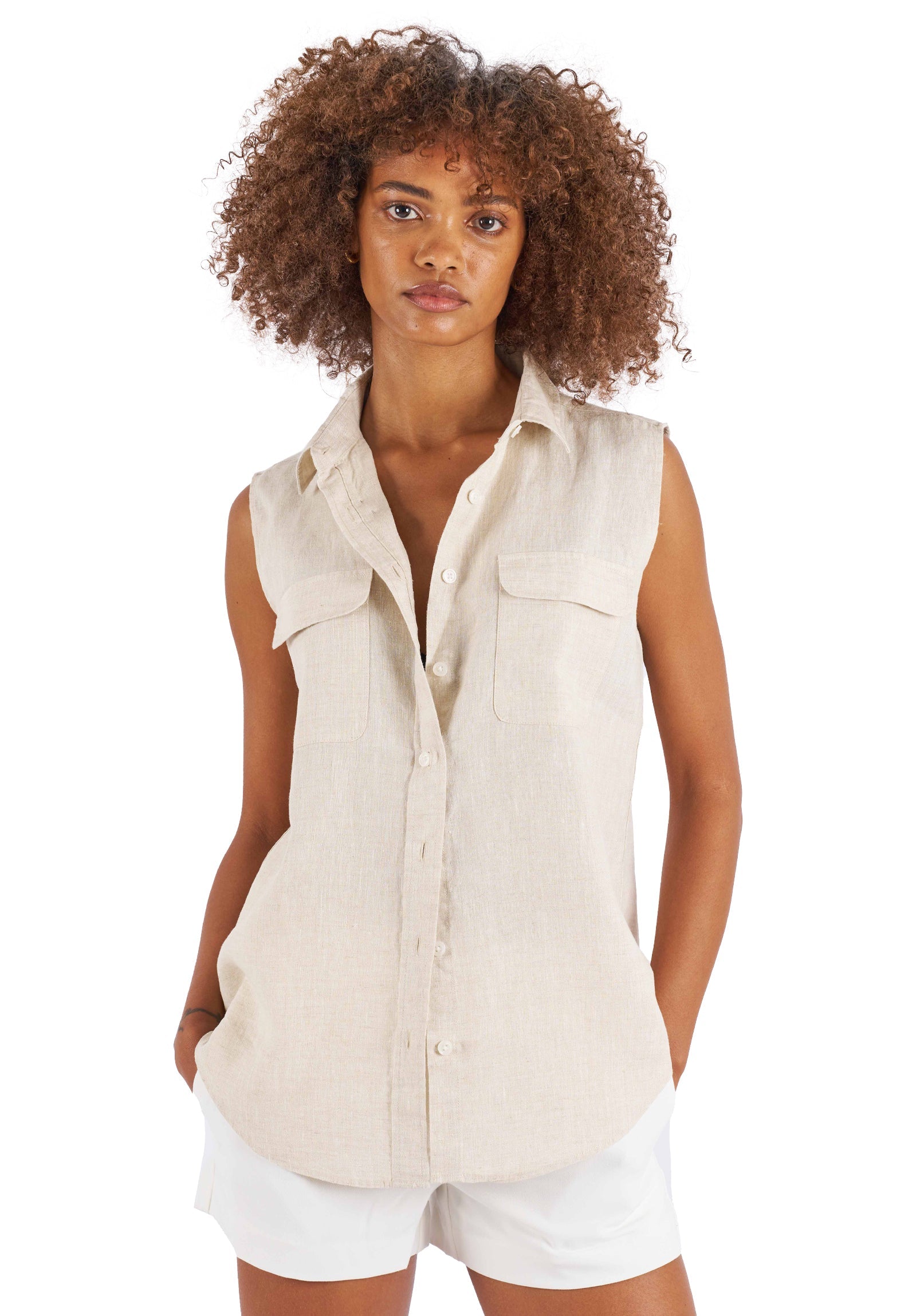 【H】neau linen tops cream Men's linen camp shirt HAWI in Cream | MagicLinen