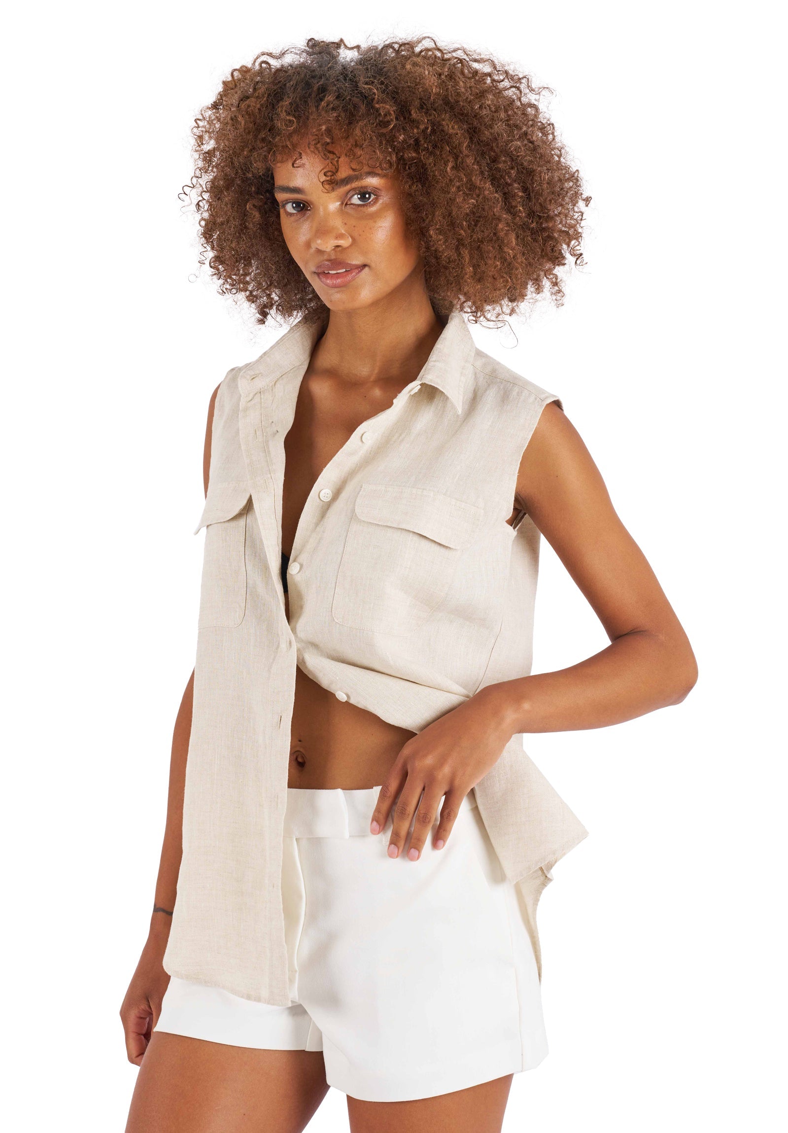 Aura-Linen Natural SS Linen Shirt – camixa.com