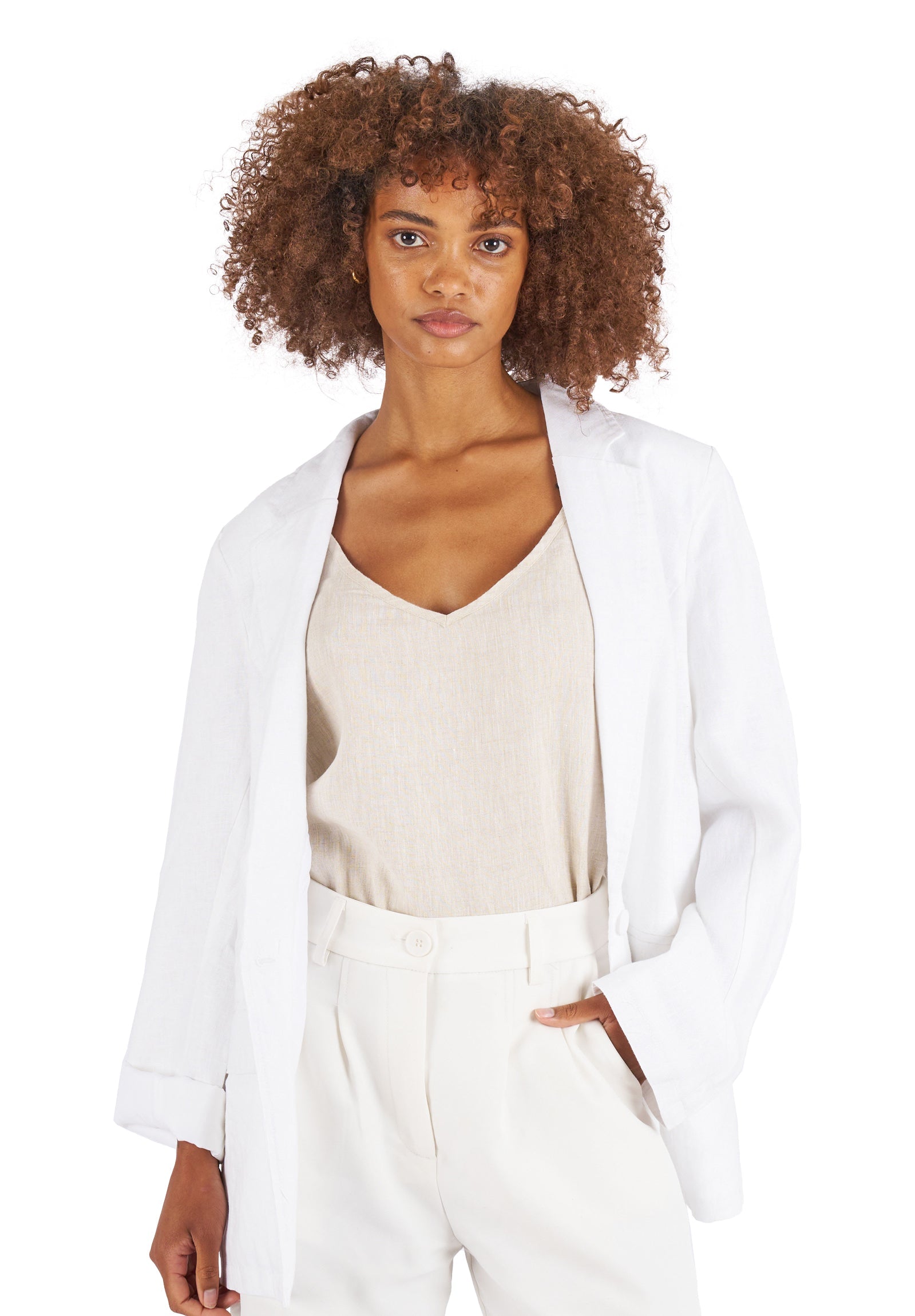 Cami-V Natural Linen Top – camixa.com