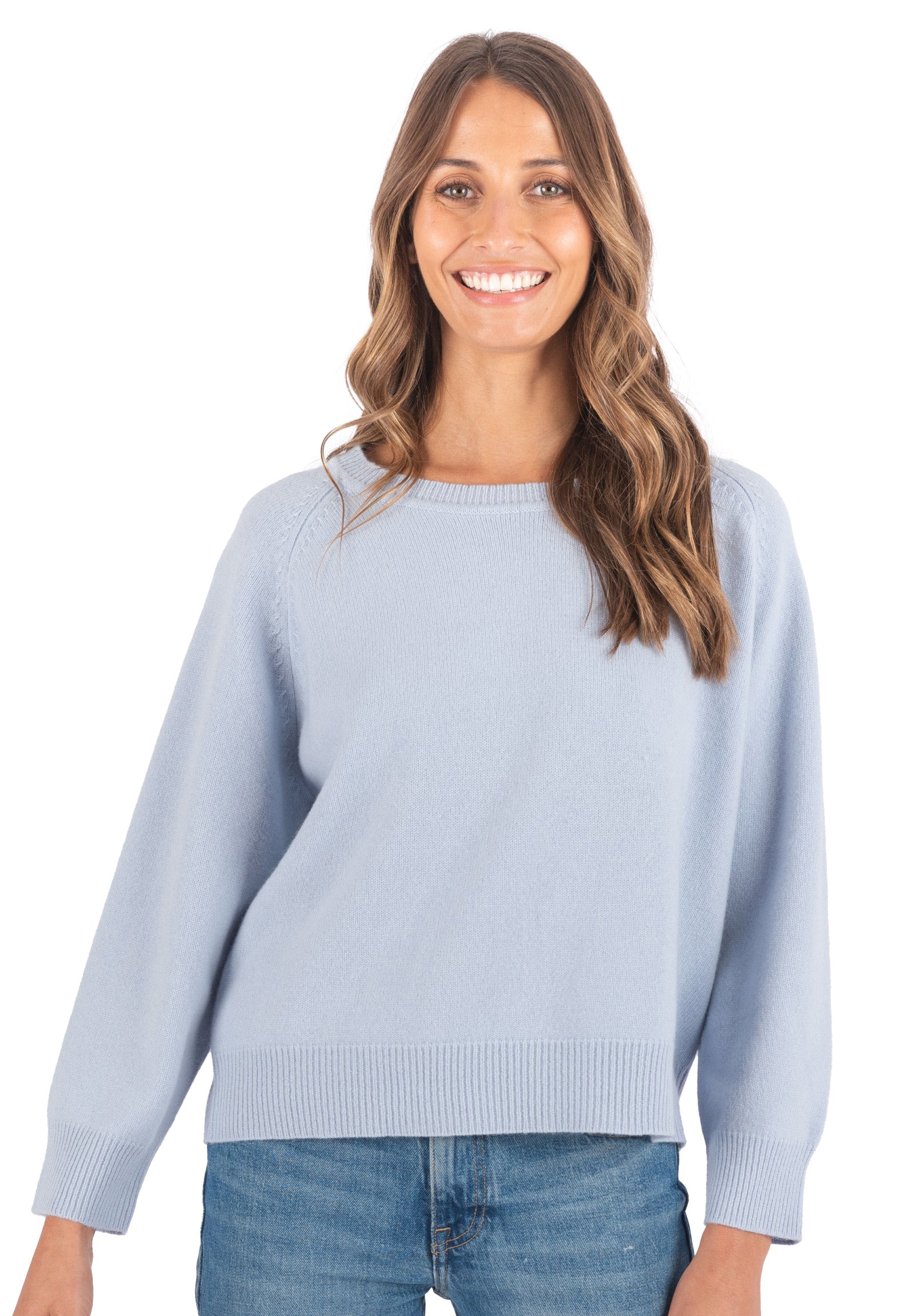 Light blue sales crew neck jumper