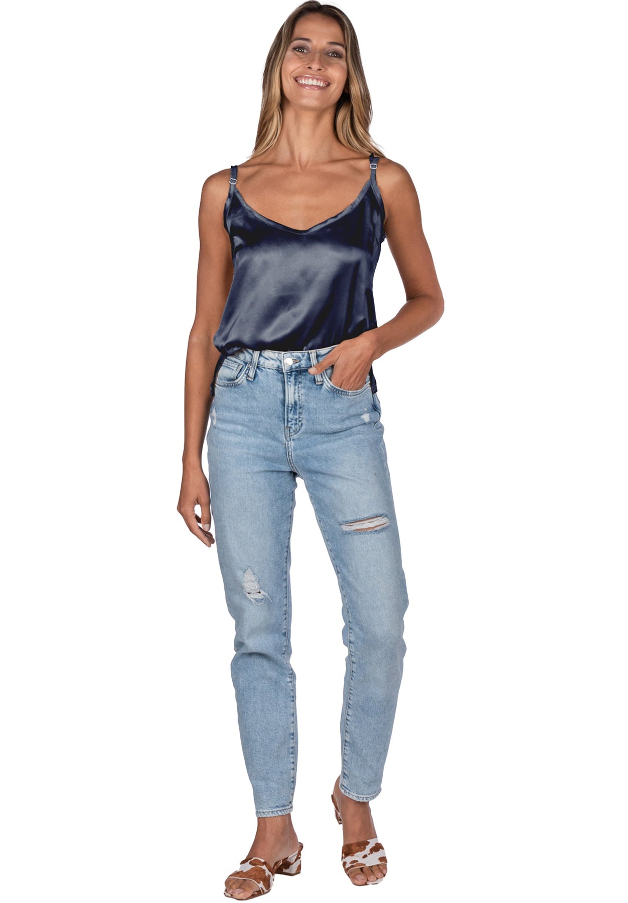 Cami-Silk Avio Blue 100% Satin Silk Camisole – camixa.com