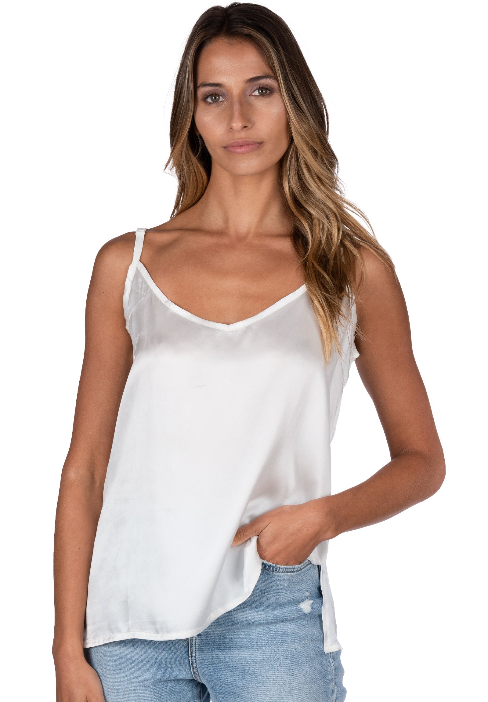 Silk white new arrivals cami top