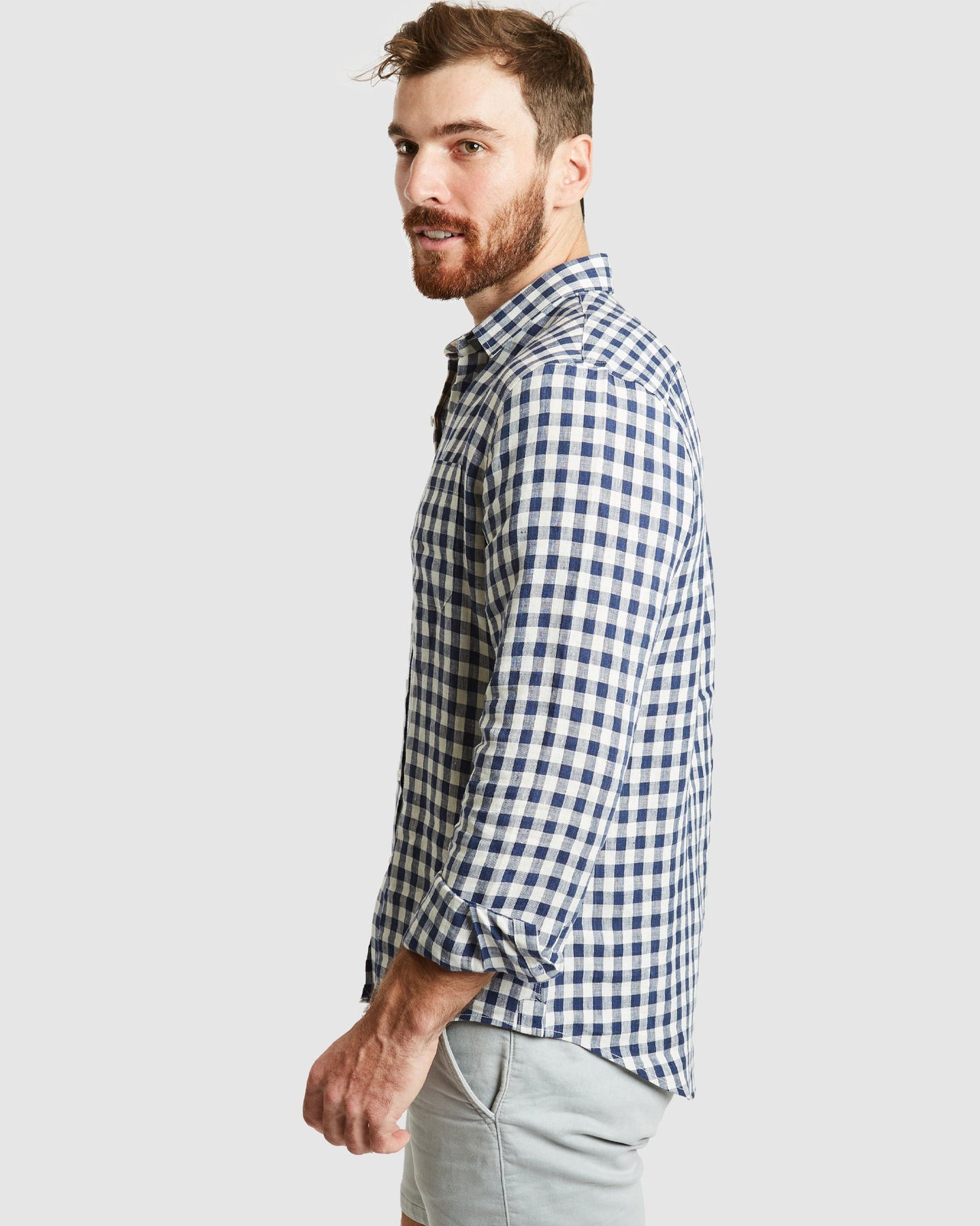 Antibes Blue Gingham Linen Shirt - Casual Fit – camixa.com