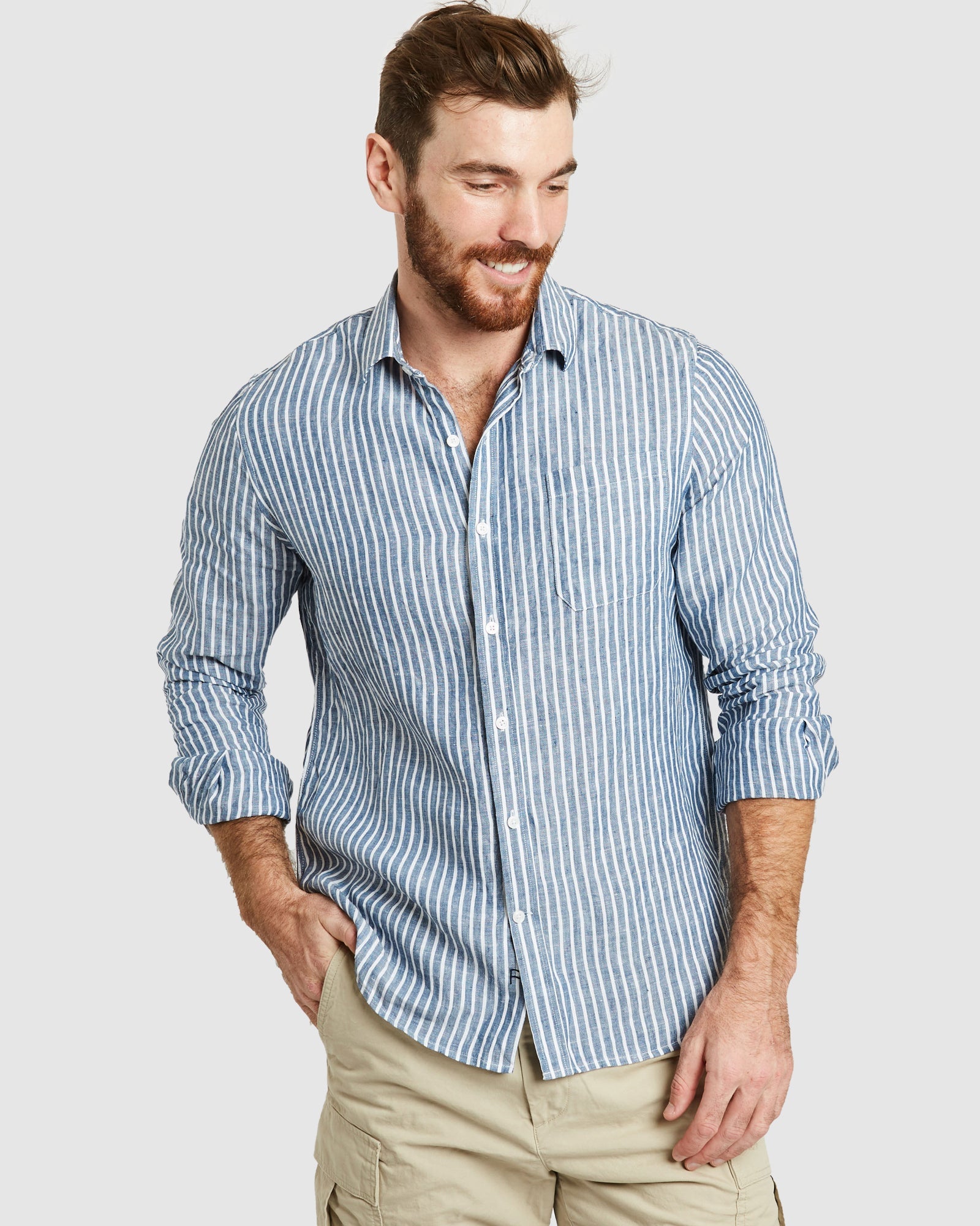 Antibes Dark Blue Stripes Linen Shirt - Casual Fit – camixa.com