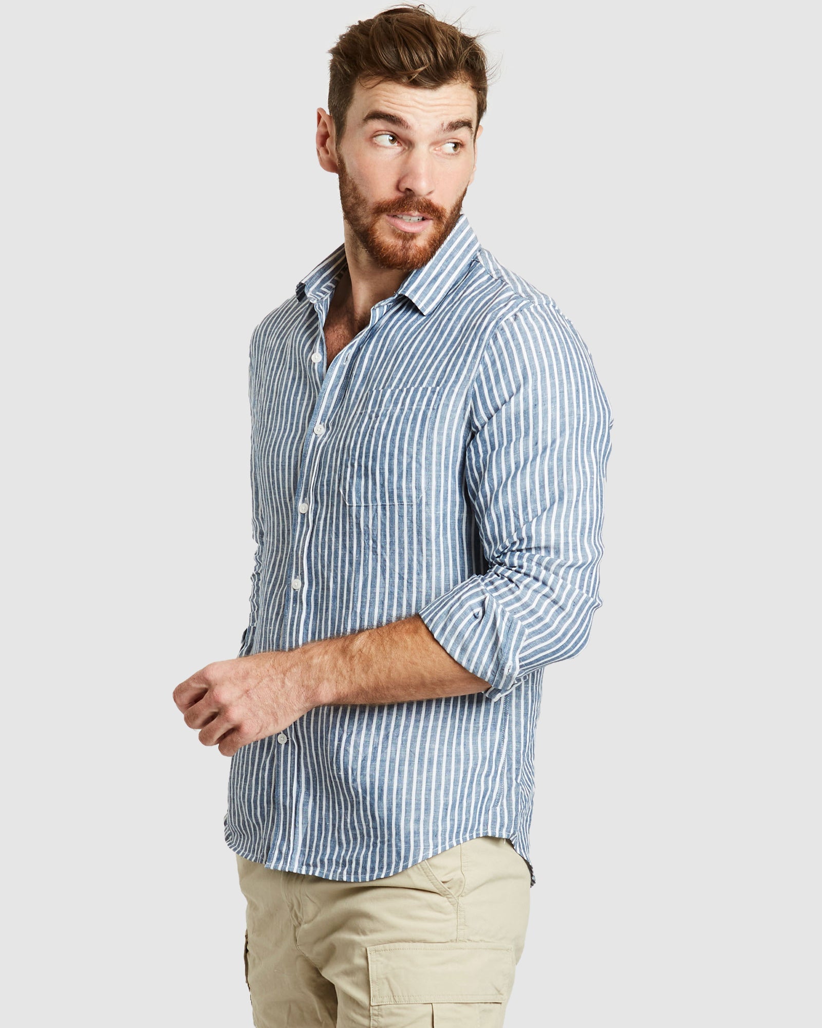 Dark blue striped shirt shop