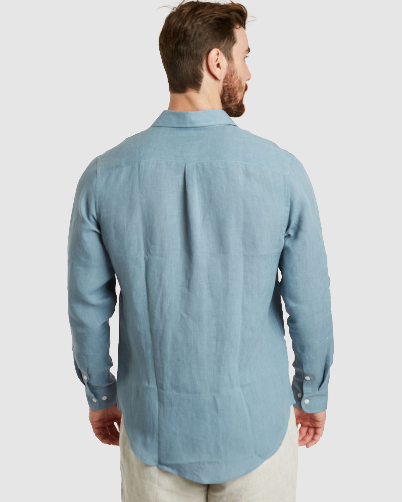 Tulum-Casual Dusk Blue Linen Shirt Long Sleeve – camixa.com