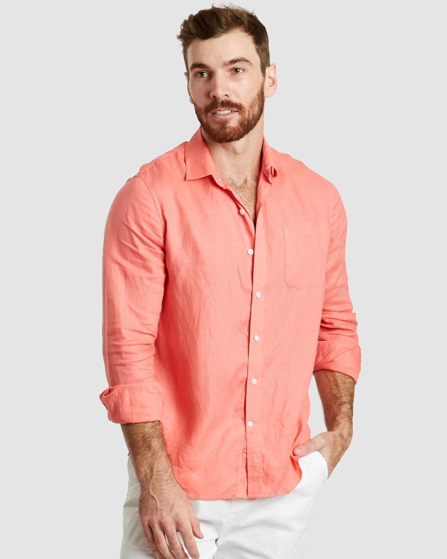 mens coral dress shirt goTIELESS Ultimate Dress Shirt (Coral) Slim