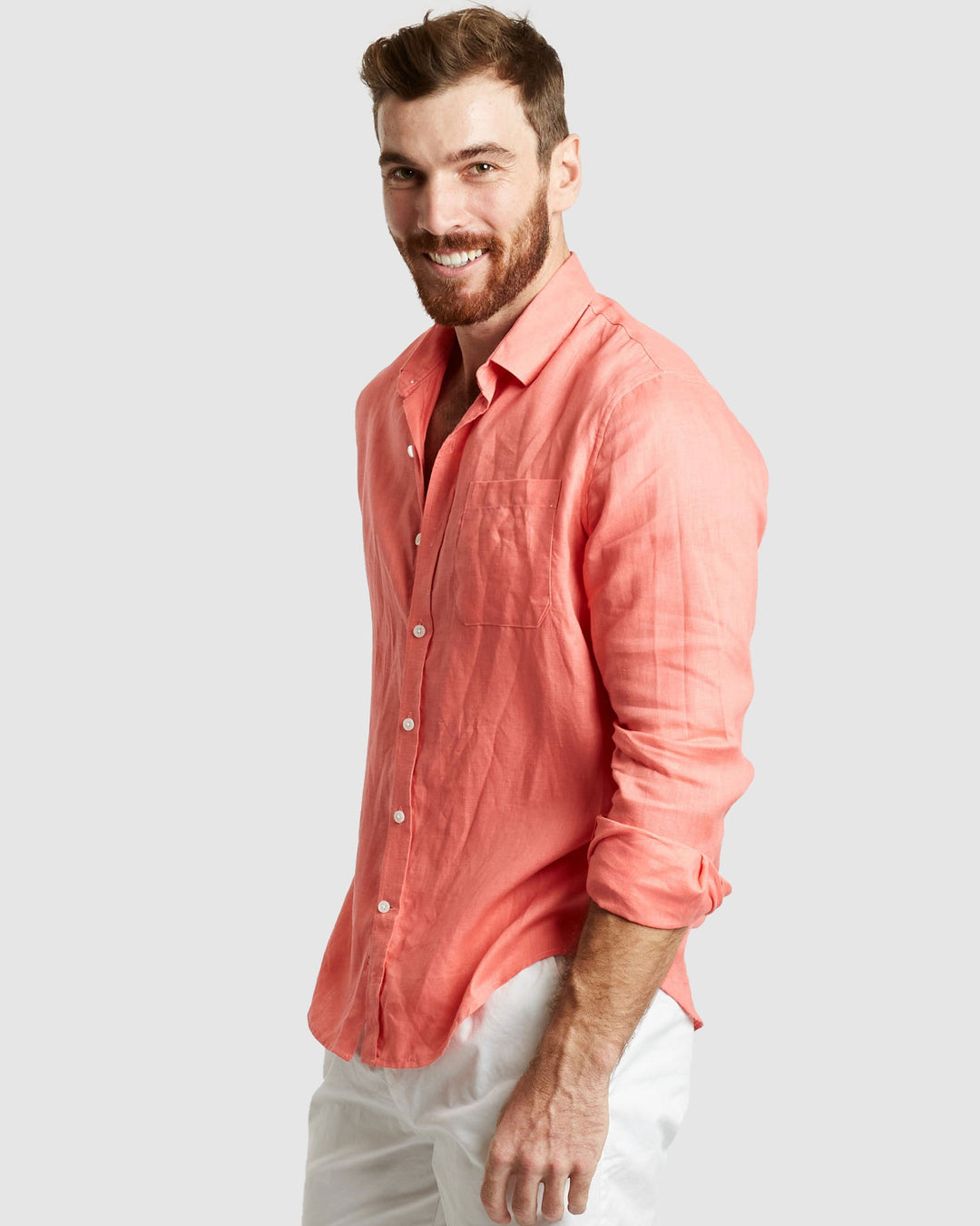 Tulum Coral LS Linen Shirt - Casual Fit
