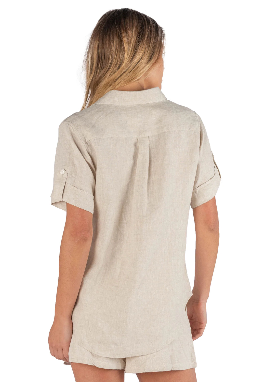 Febe Short Sleeve Natural, Casual Linen Camp Shirt