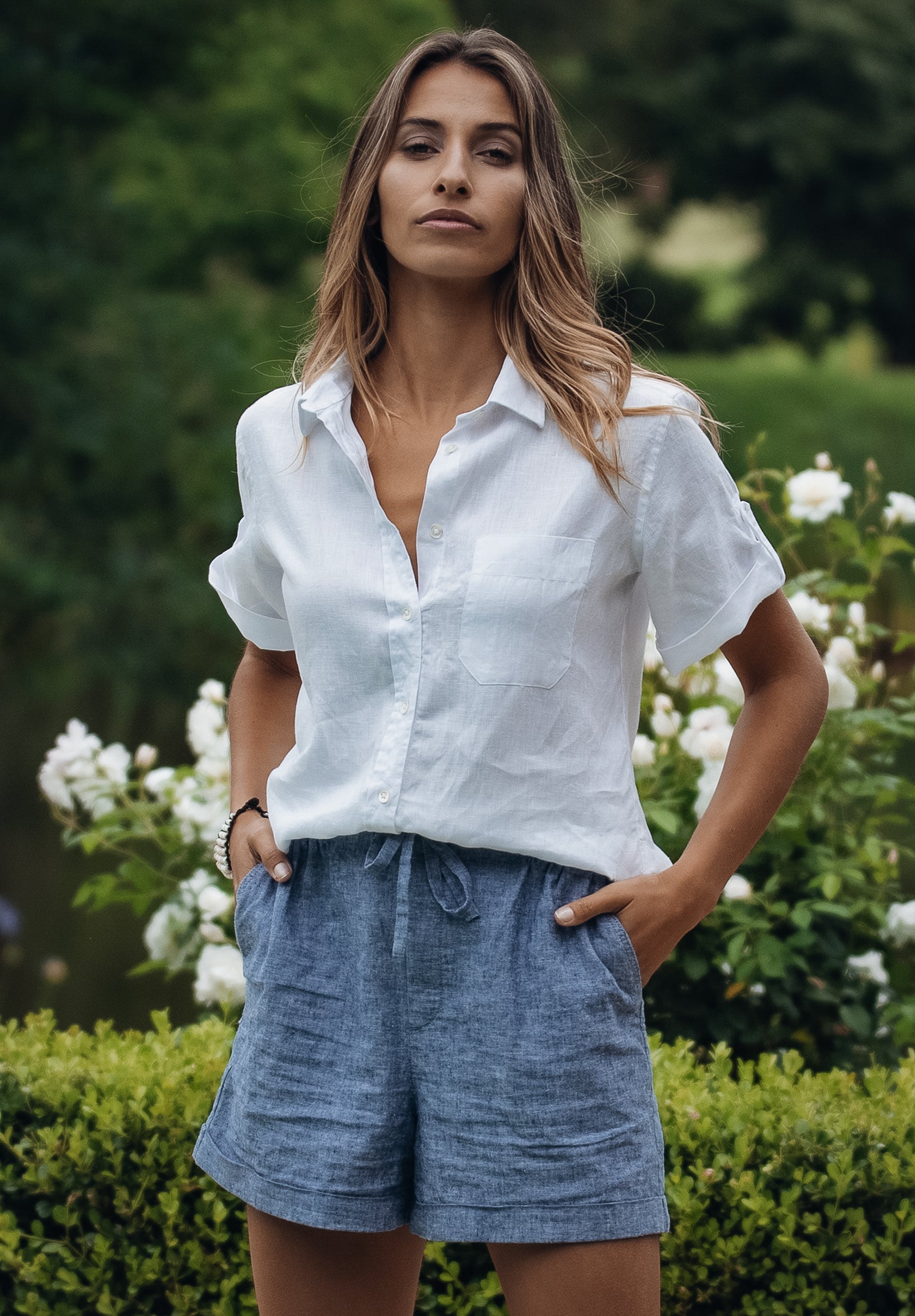 White linen top on sale skirt